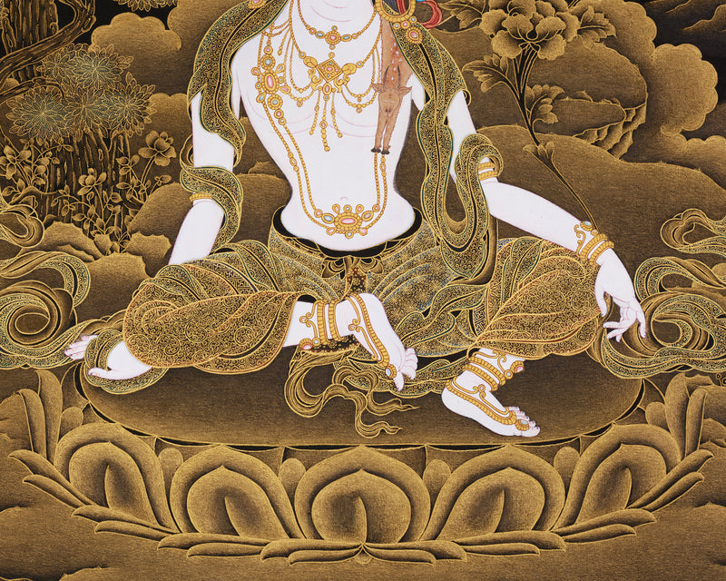 Guanyin, Bodhisattva of Compassion | Tibetan Avalokitesvara Art with 24K Gold Embellishments