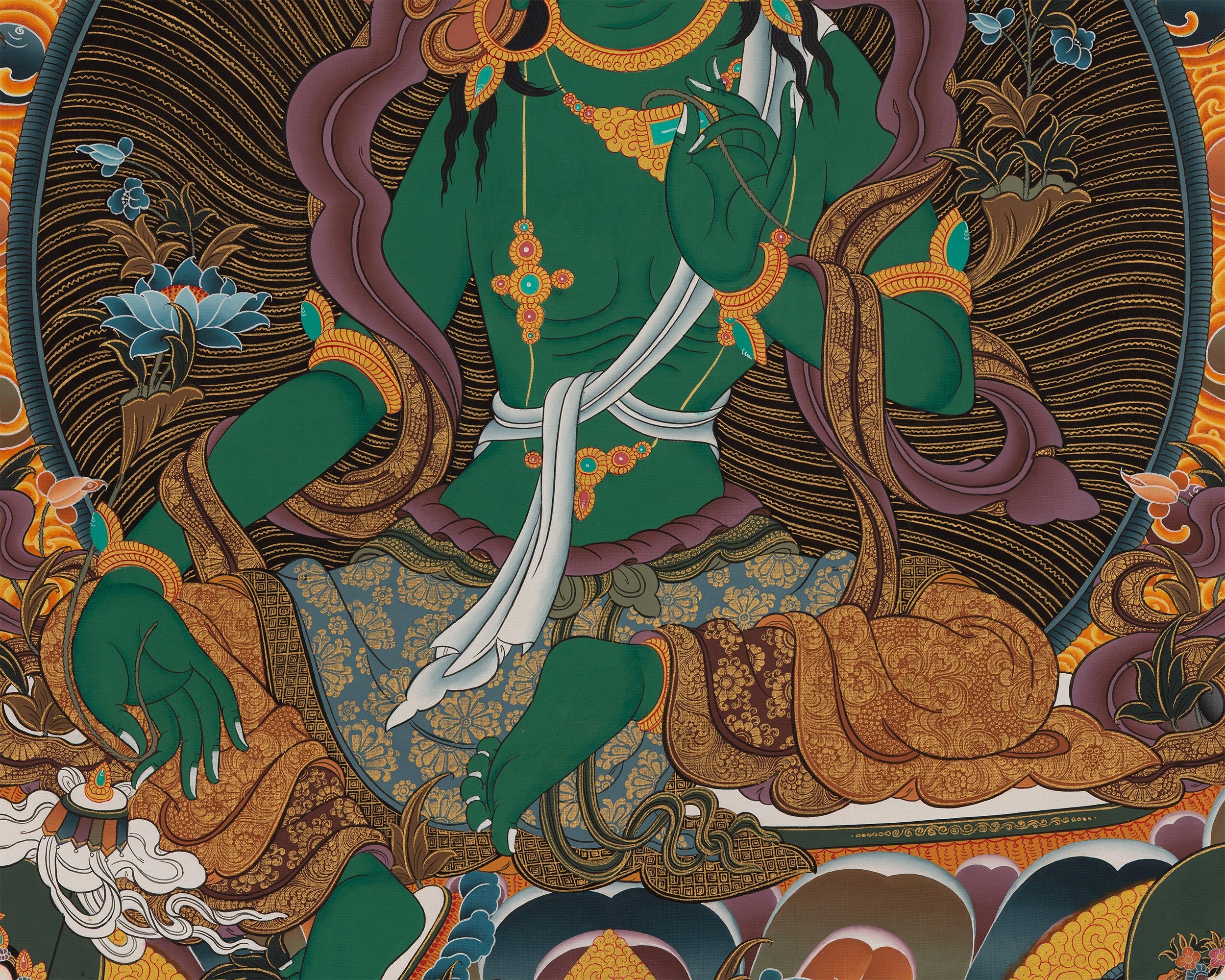 Original Green Tara Thangka | The Goddess of Compassion and Protection