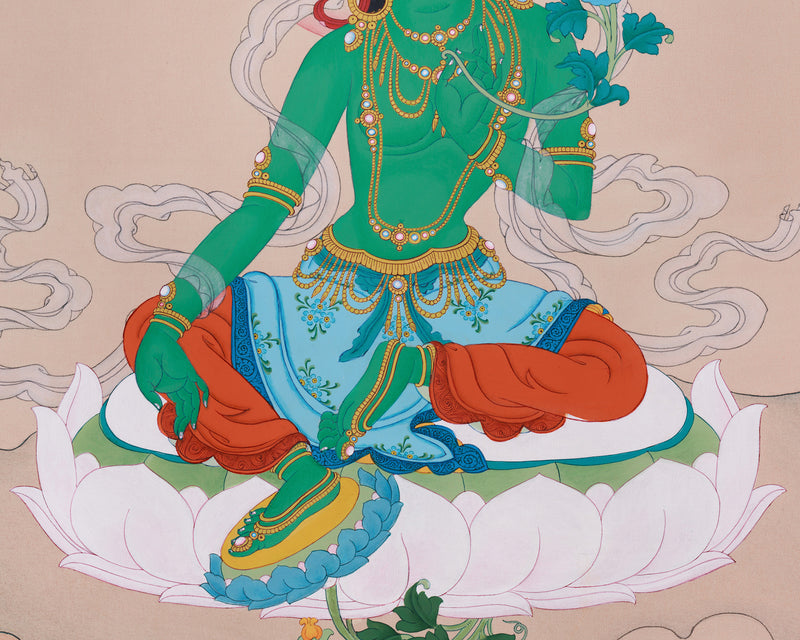 Surreal Green Tara Thangka