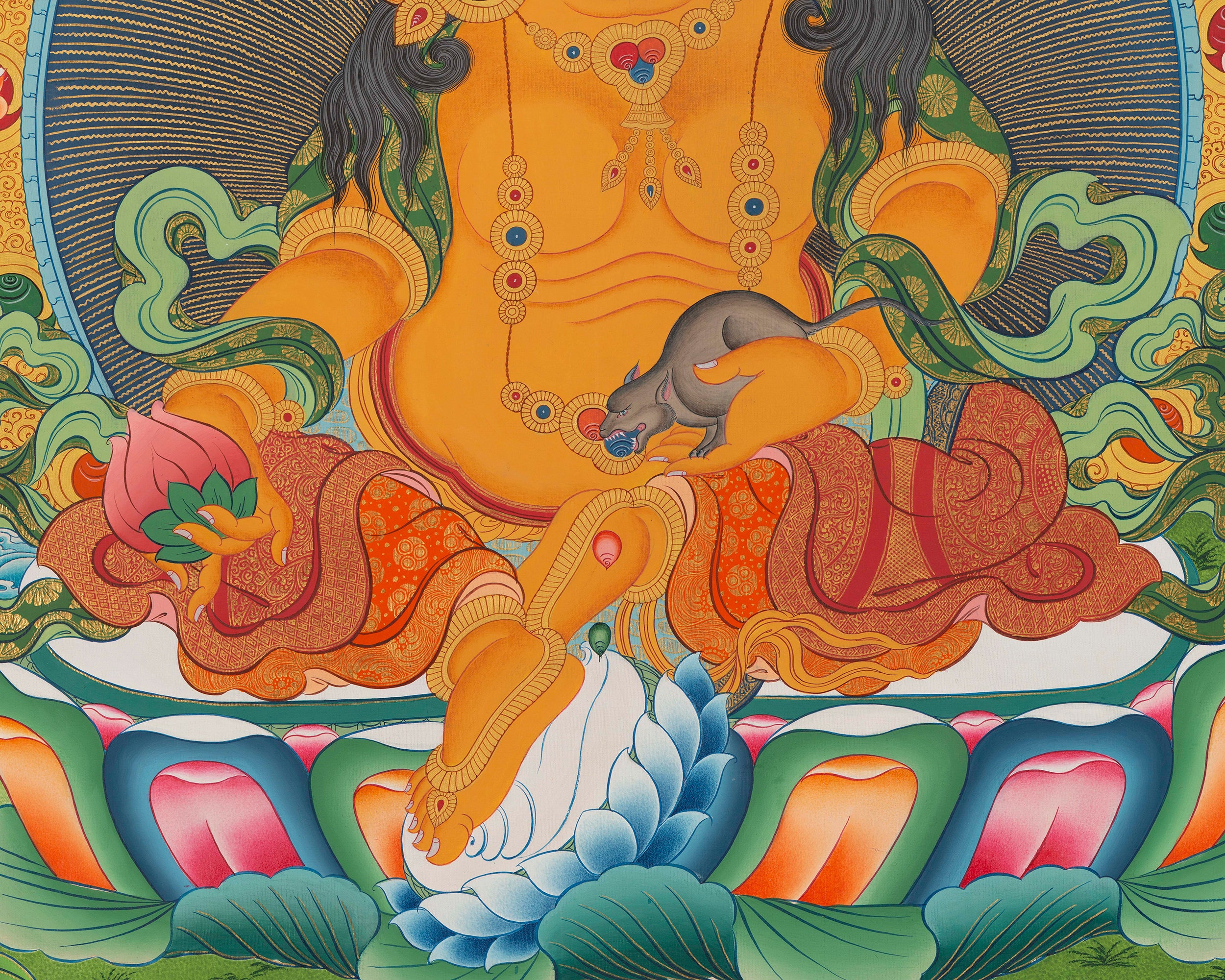 Dzambala the God of Wealth Thangka | Prosperity & Abundance Deity