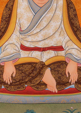 Marpha with Milarepa and Gampopa Thangka Print | Digital Canvas Print Of Tibetan Masters Thangka