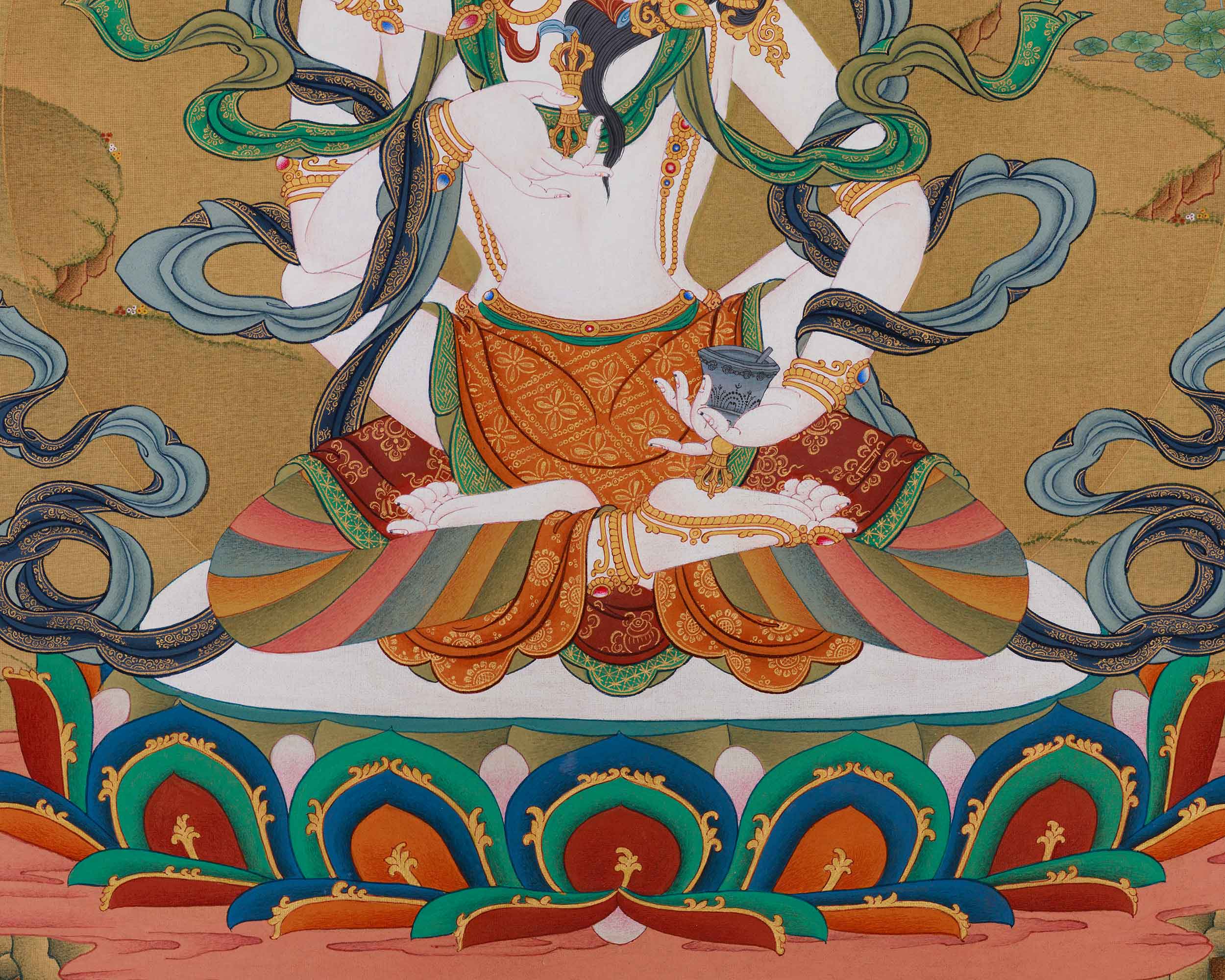 Vajrasattva with Consort Thangka | Representing Purification and Divine Wisdom