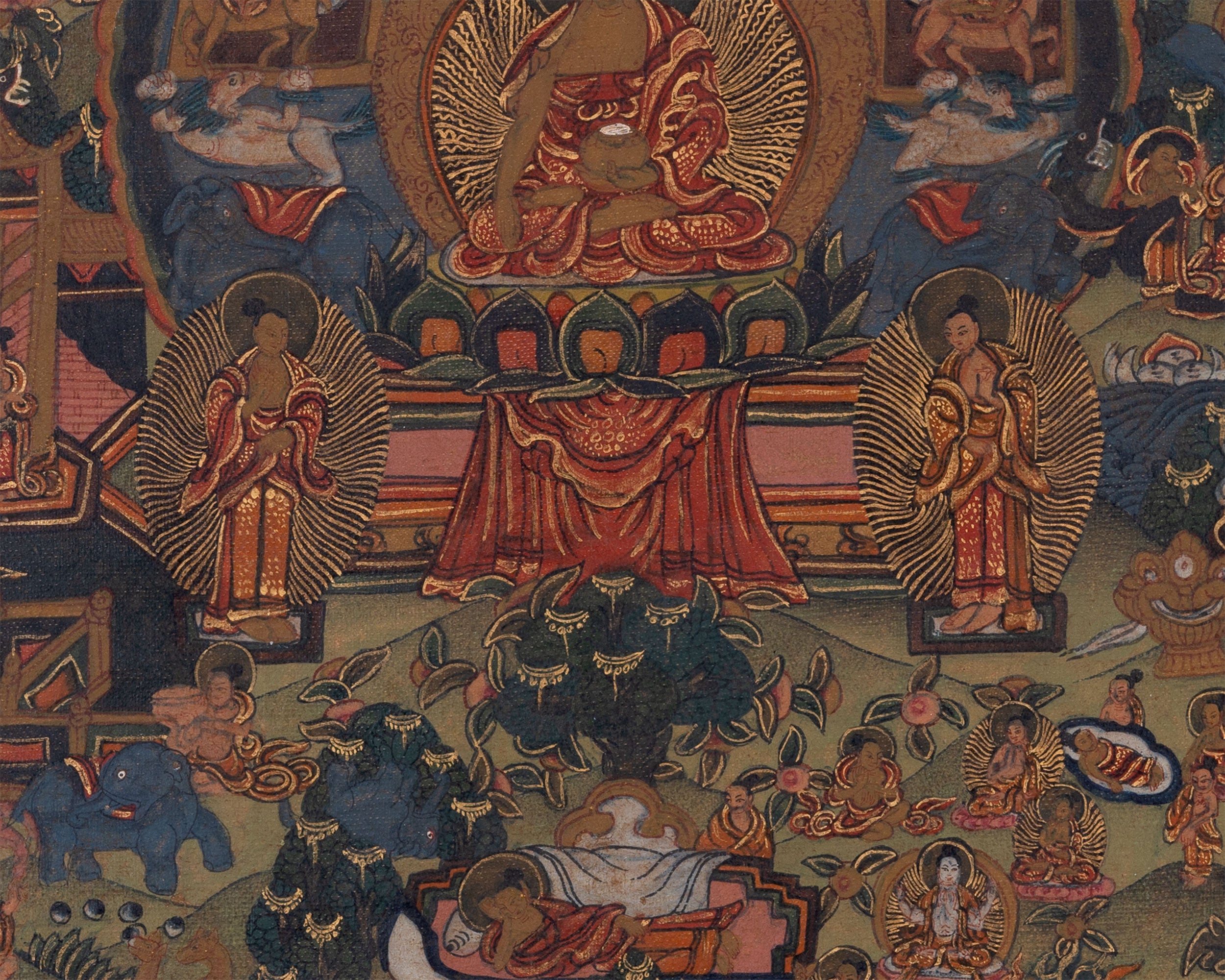 Life Of Shakyamuni Buddha | Traditional Tibetan Thangka | Wall Decors