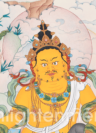 Dzambhala Thangka | Wealth Deity of Tibetan Buddhism | Handpainted Thangka Art