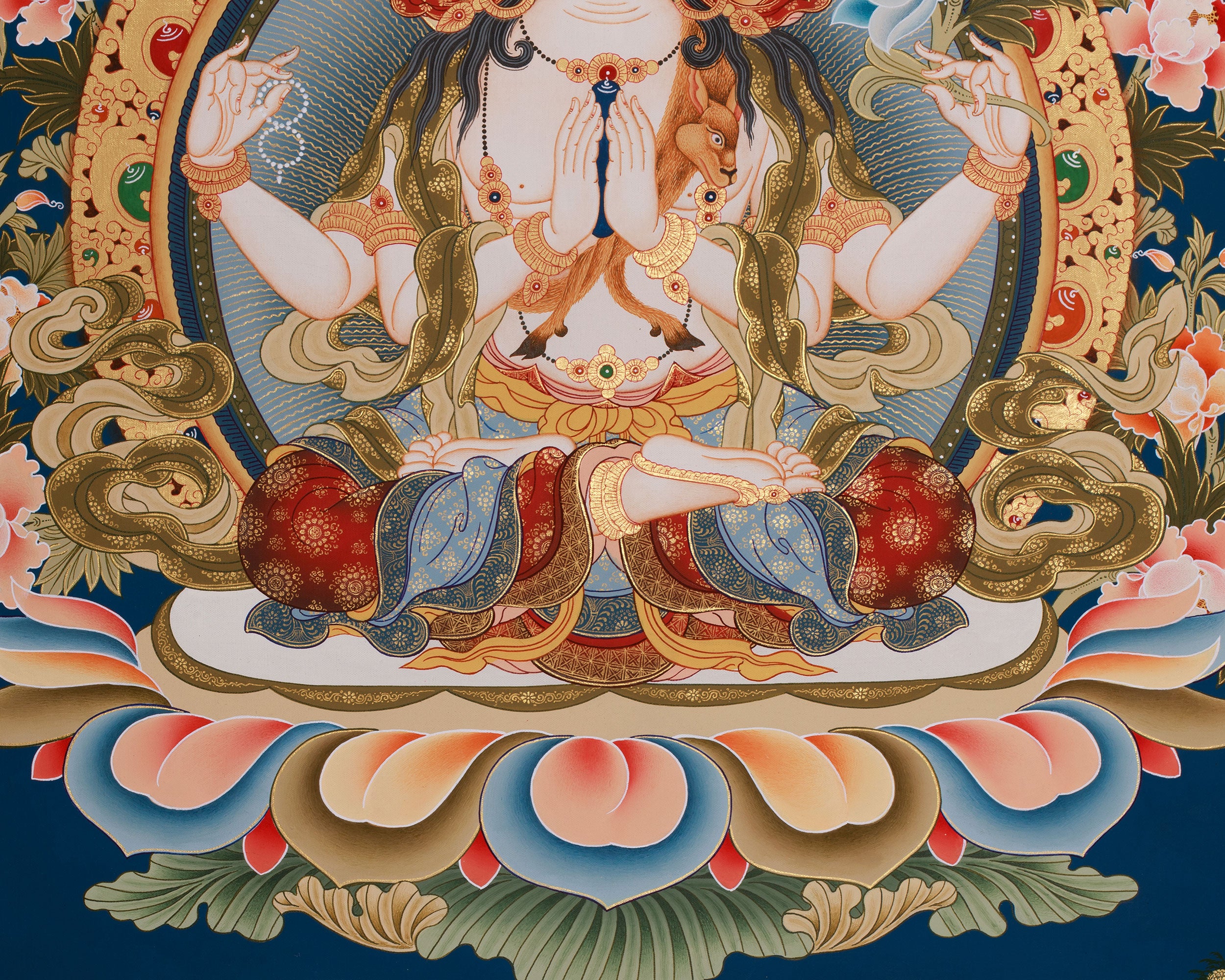 Compassionate Buddha Chenrezig (Avalokiteshvara) Thangka | Deity of Mercy, Wisdom & Enlightened Activity