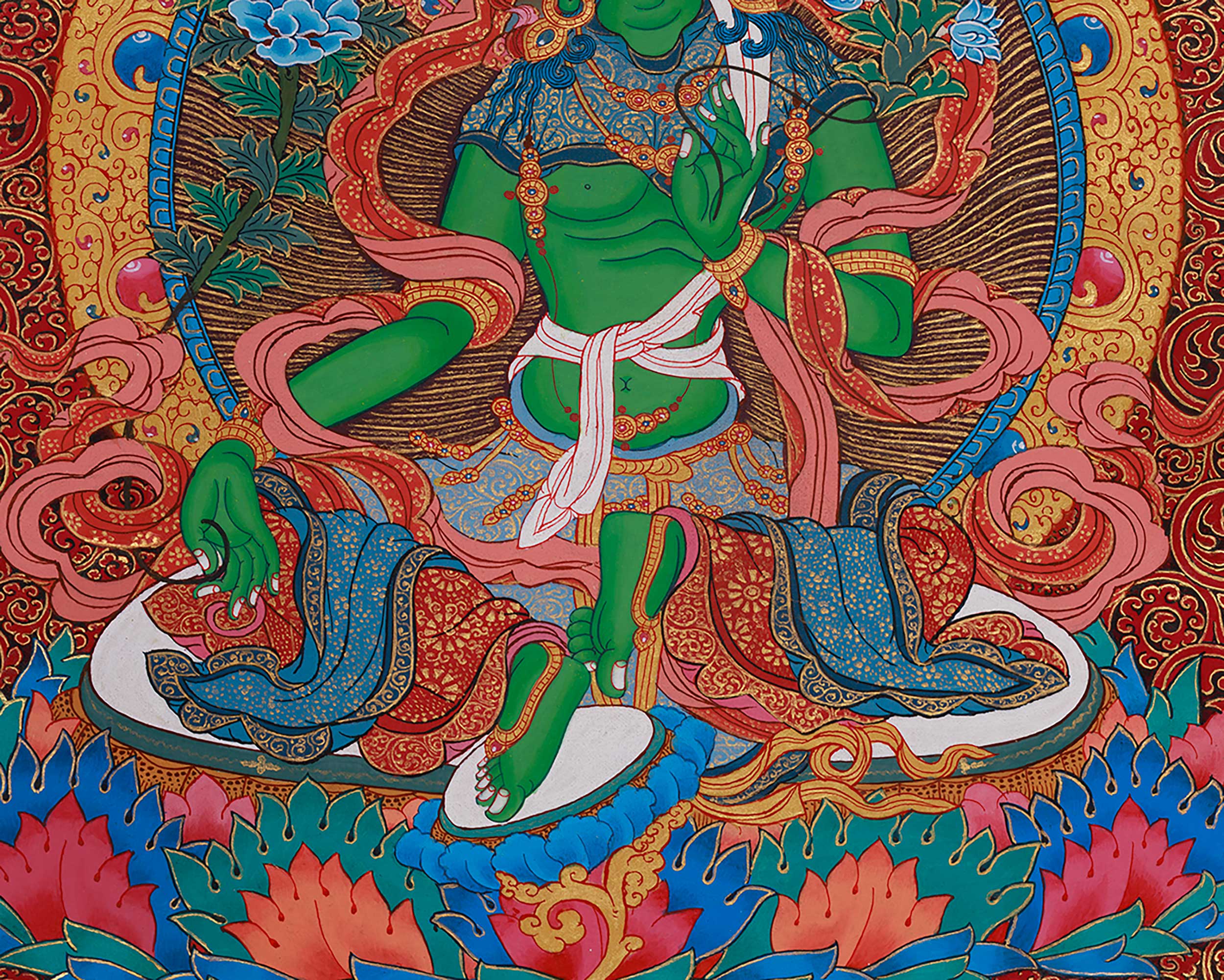 Divine Twenty-One Taras Thangka | The Compassionate Goddess & Her Emanations