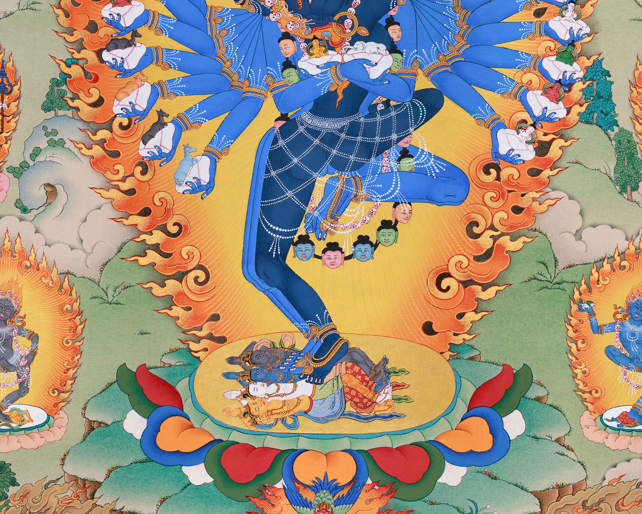 Wrathful Deity Hevajra Thangka Print | Great Compassion and Enlightened Wisdom