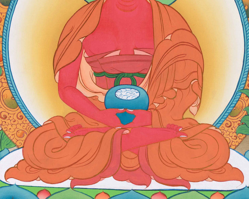 Hand-Painted Amitabha Buddha Thangka | The Buddha of Infinite Light