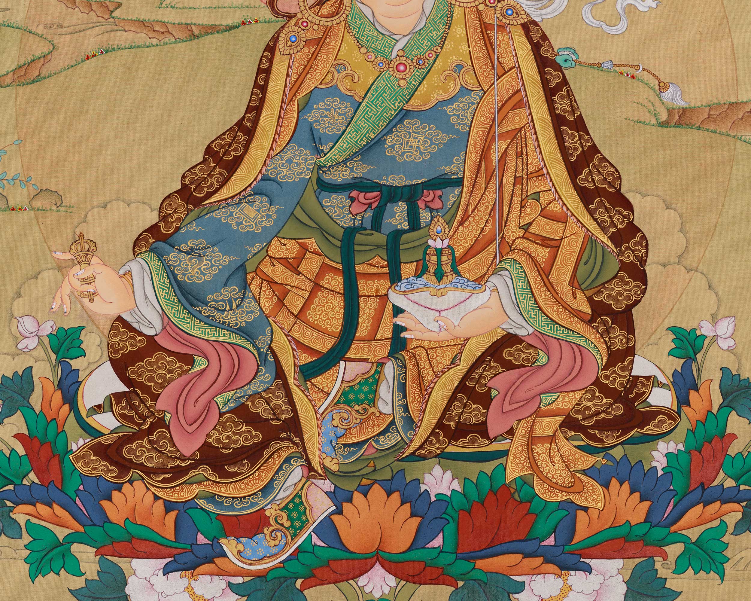 Lotus-Born Master Padmasambhava Thangka | The Tantric Guru of Wisdom and Protection