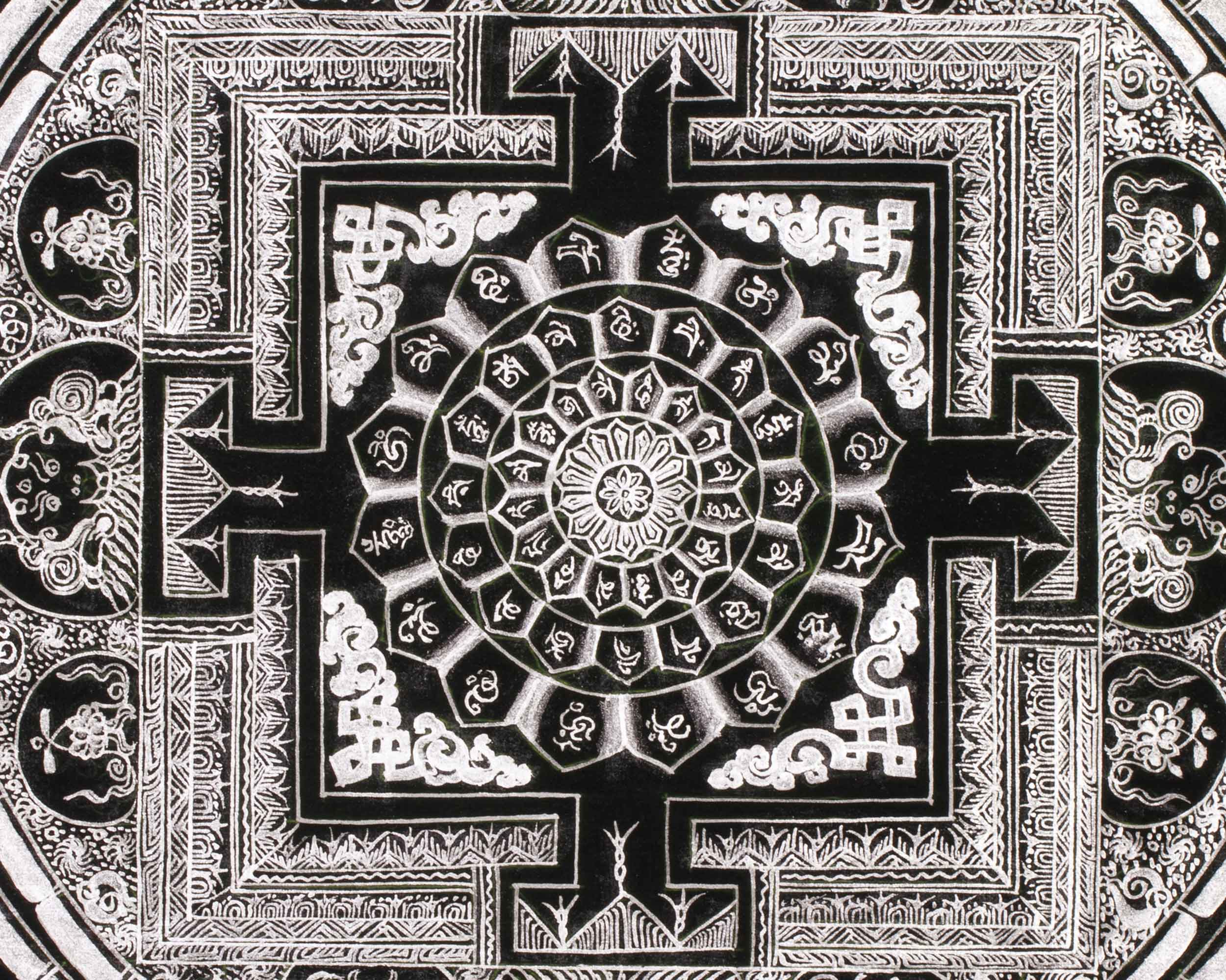 High-Quality Mantra Mandala in Pure Silver | Tibetan Buddhist Symbol for Protection