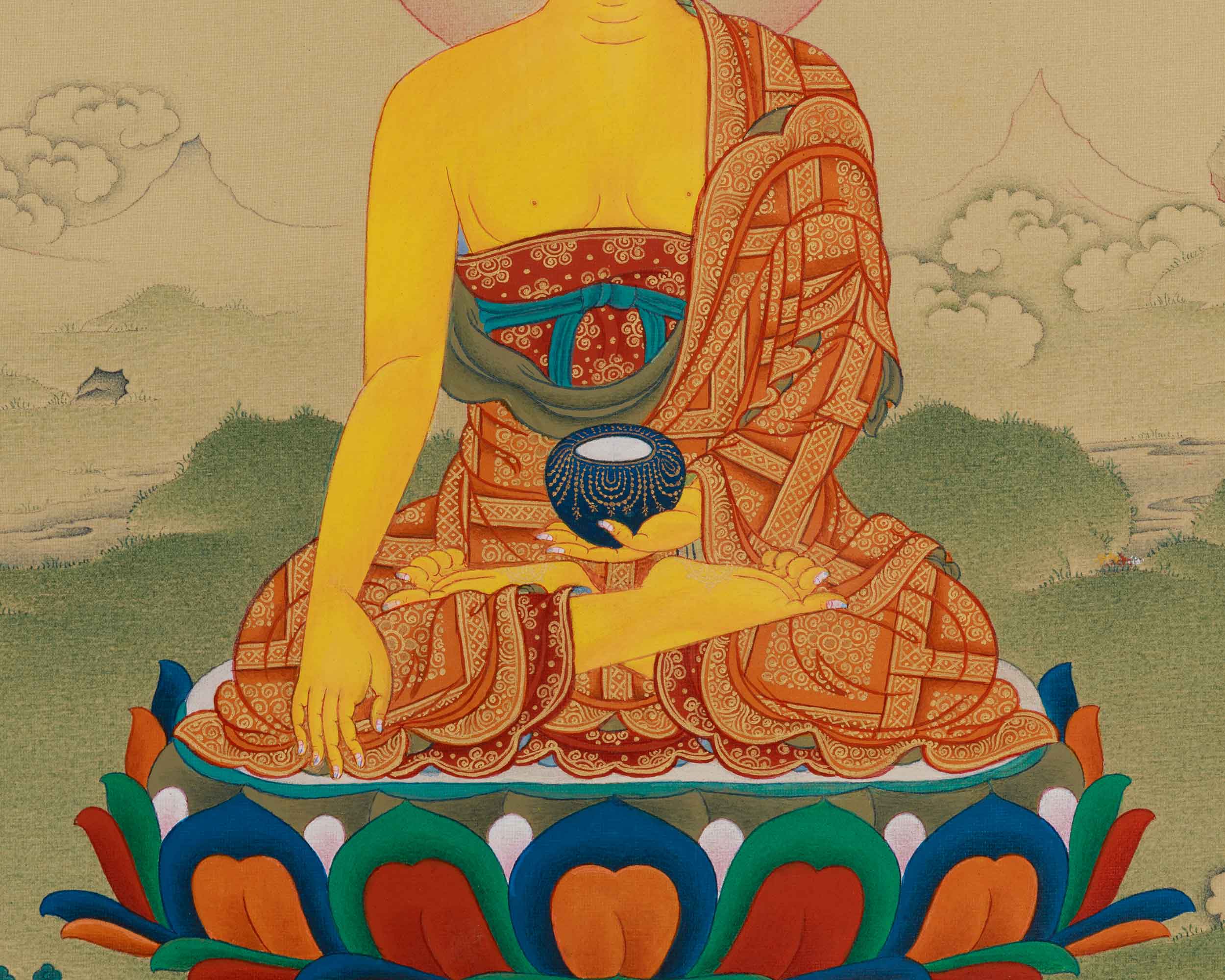 Hand-Painted Thangka Of Shakyamuni Buddha | Buddhist Thangka