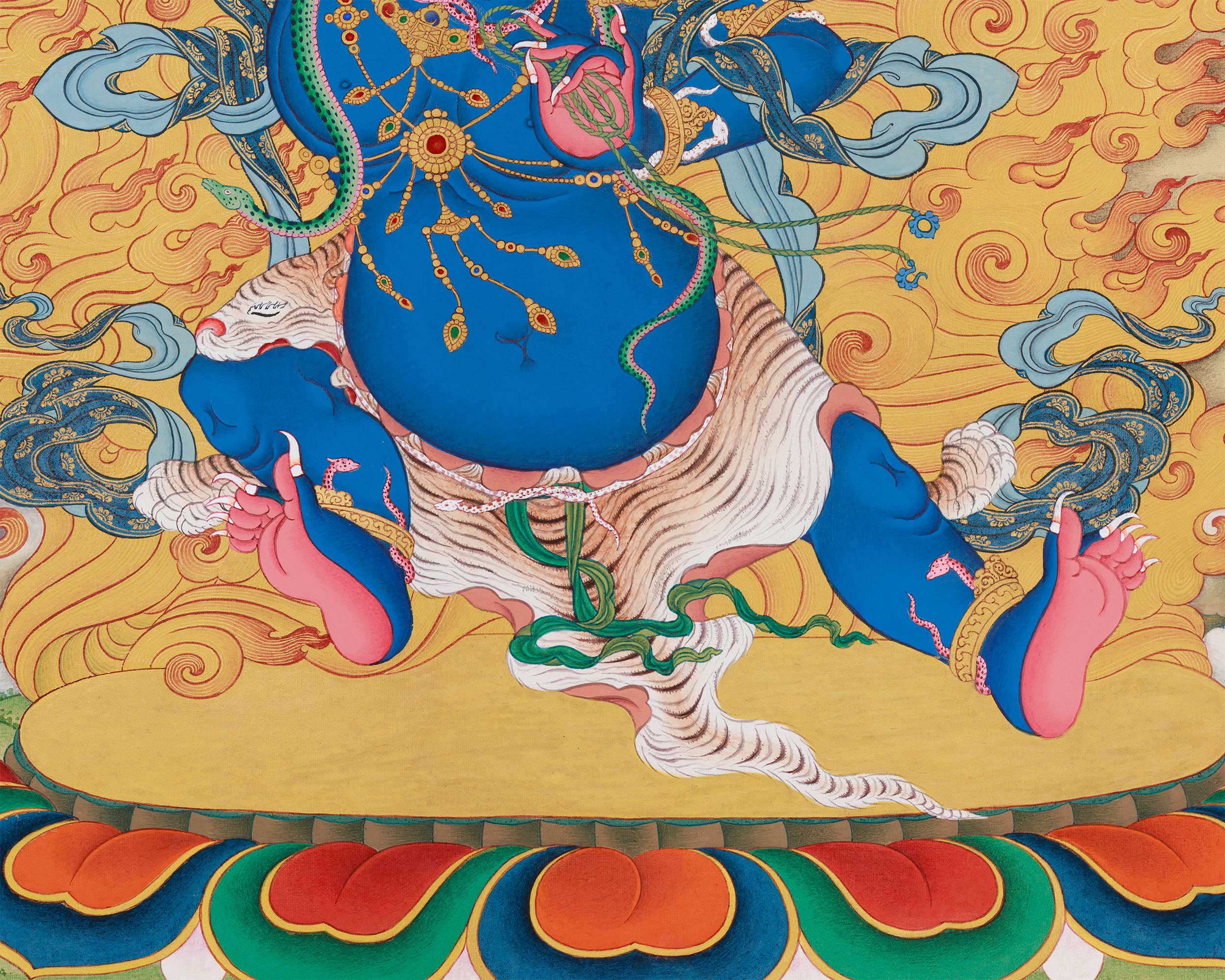 Vajrapani with Amitabha Buddha | Lhasa Hues Thangka of Protection and Compassion