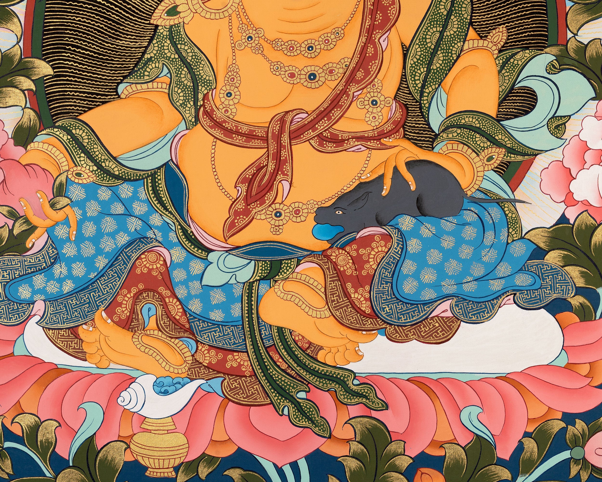 Dzambala Kubera Thangka | Buddhist Wealth Deity | Wall Decors