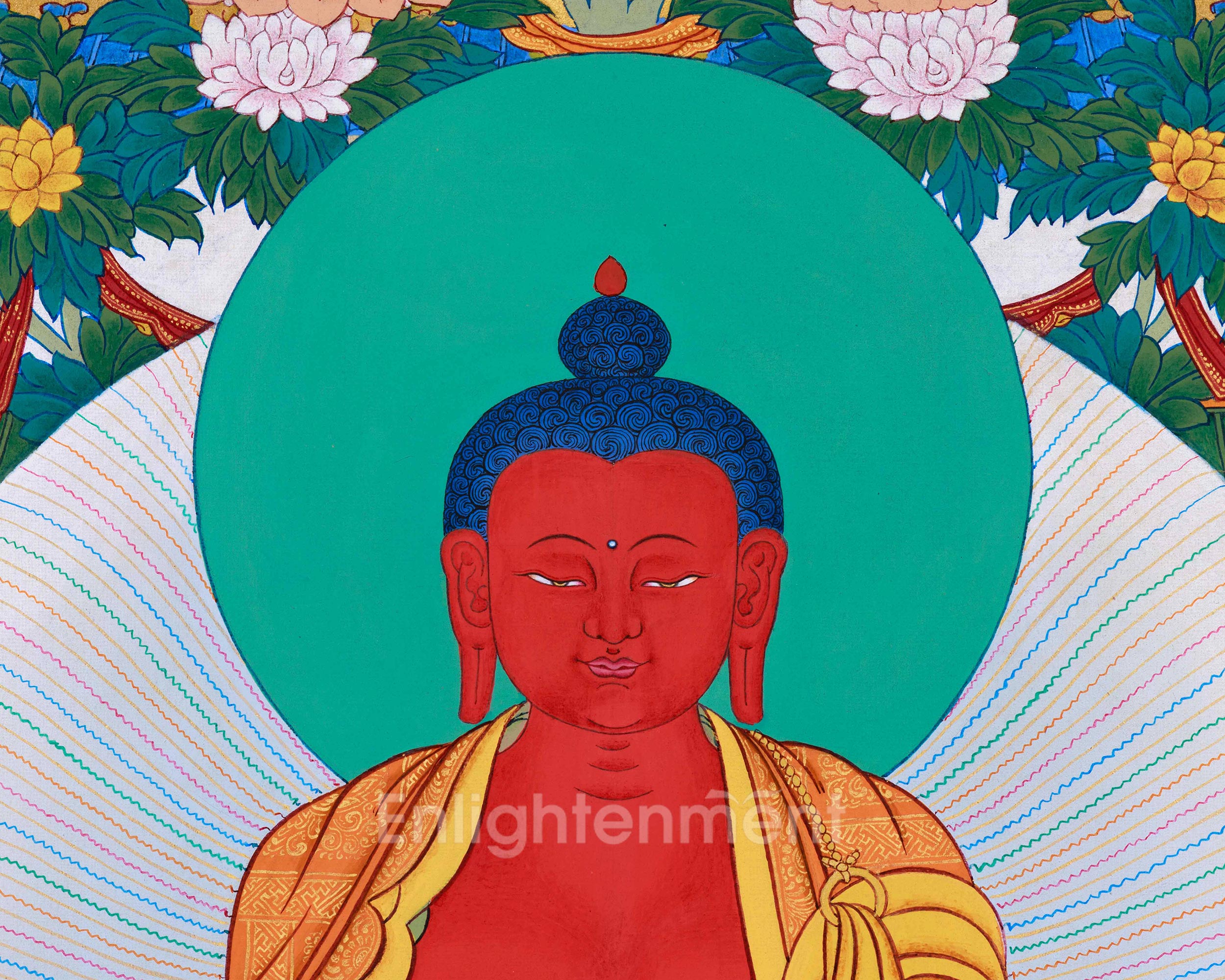 Pure Land Amitabha Singham Thangka | Karma Gadri Artistry