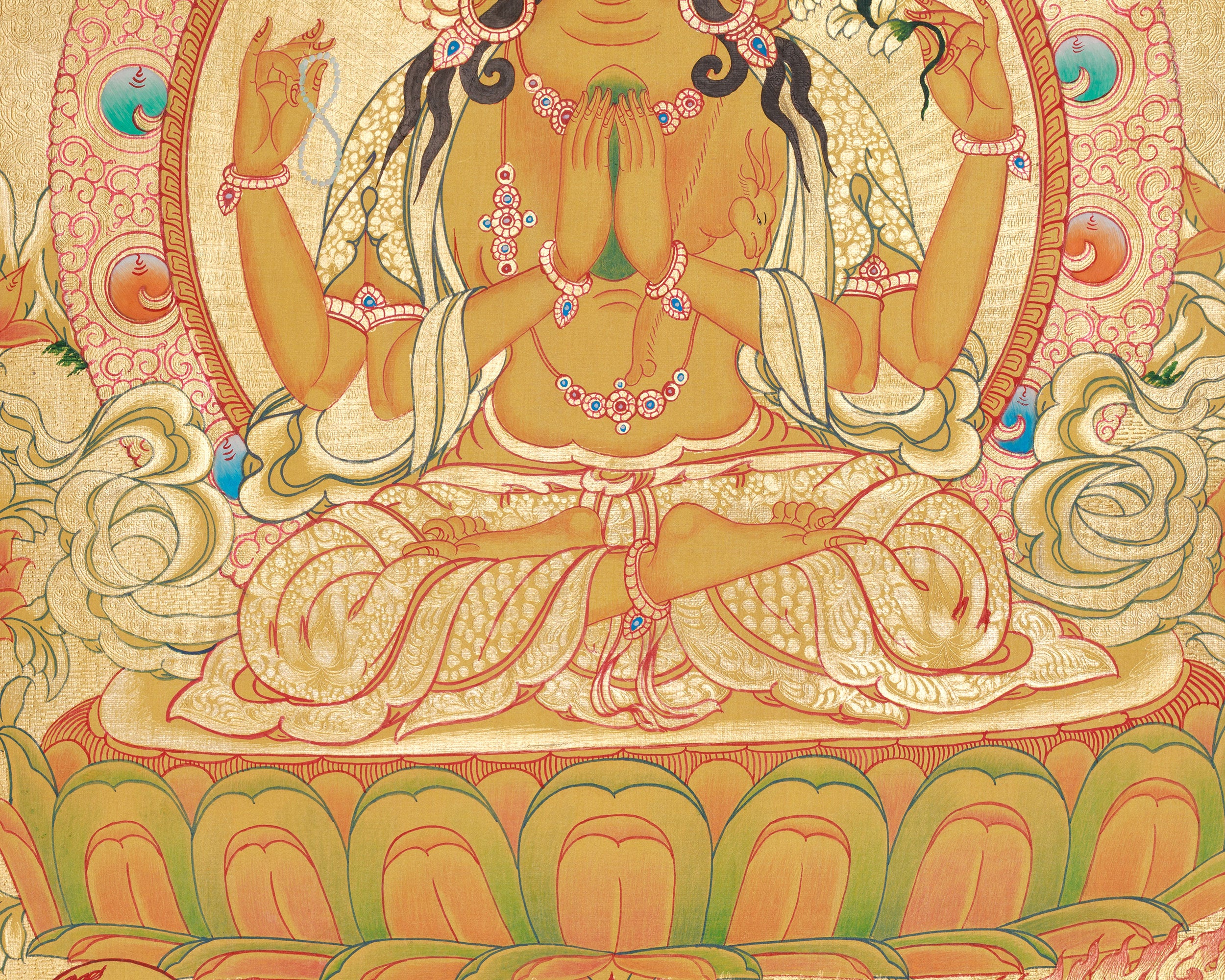 Chenrezig With Five Dhyani Buddha | Featuring Manjushri and Vajrapani