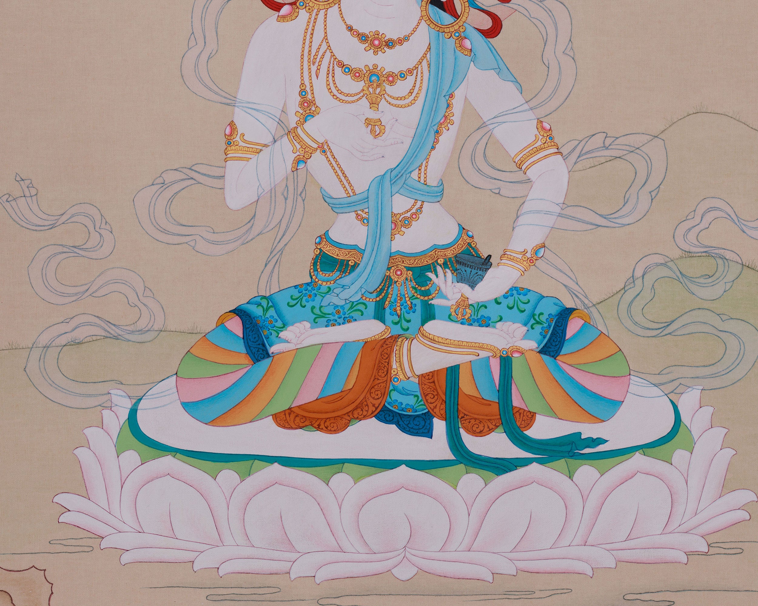 Tibetan Buddhist Vajrasattva Thangka | Embodiment of Purification and Enlightenment