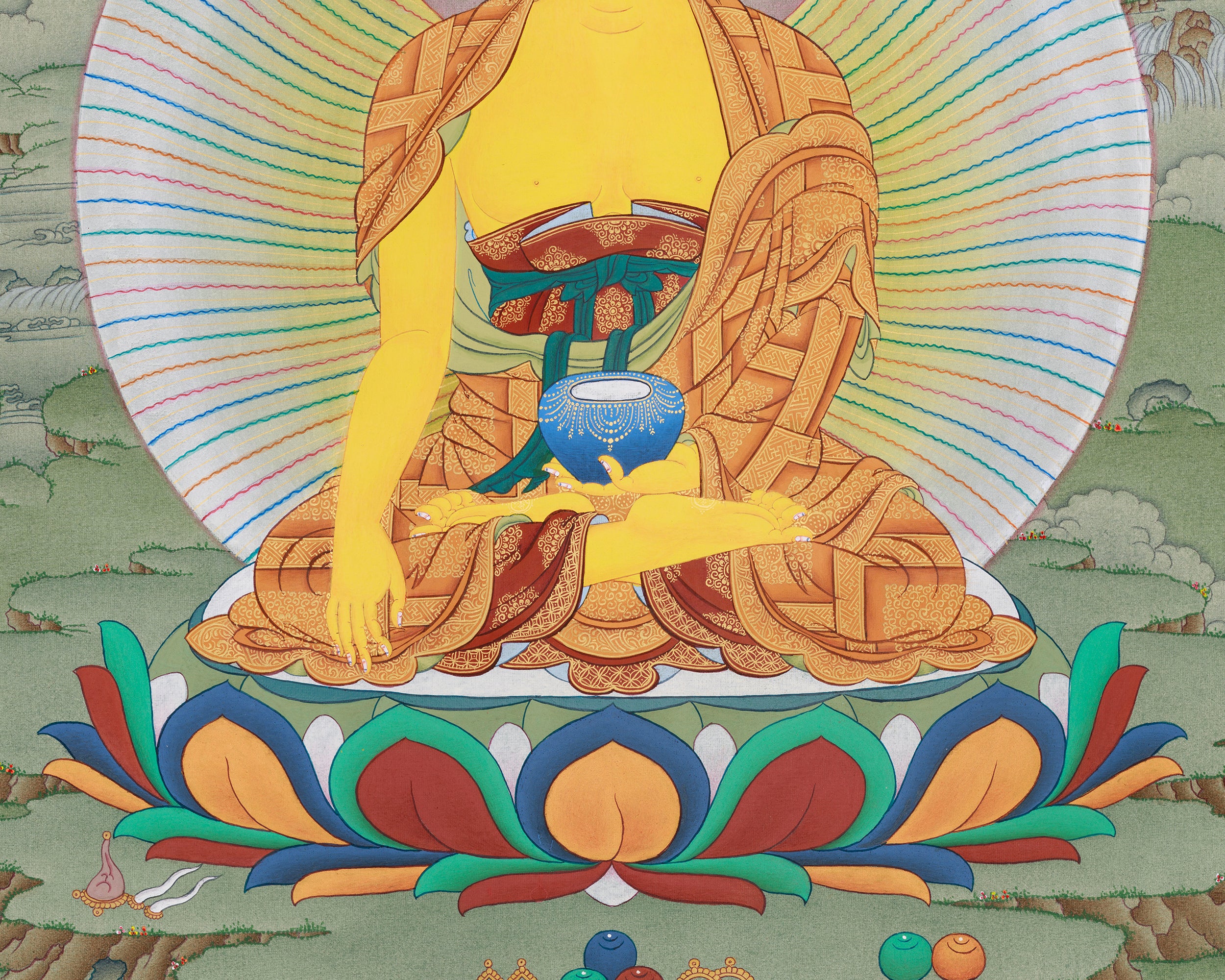 Traditional Gautam Buddha Thangka Painting |  Enlightened Buddha, Shakyamuni