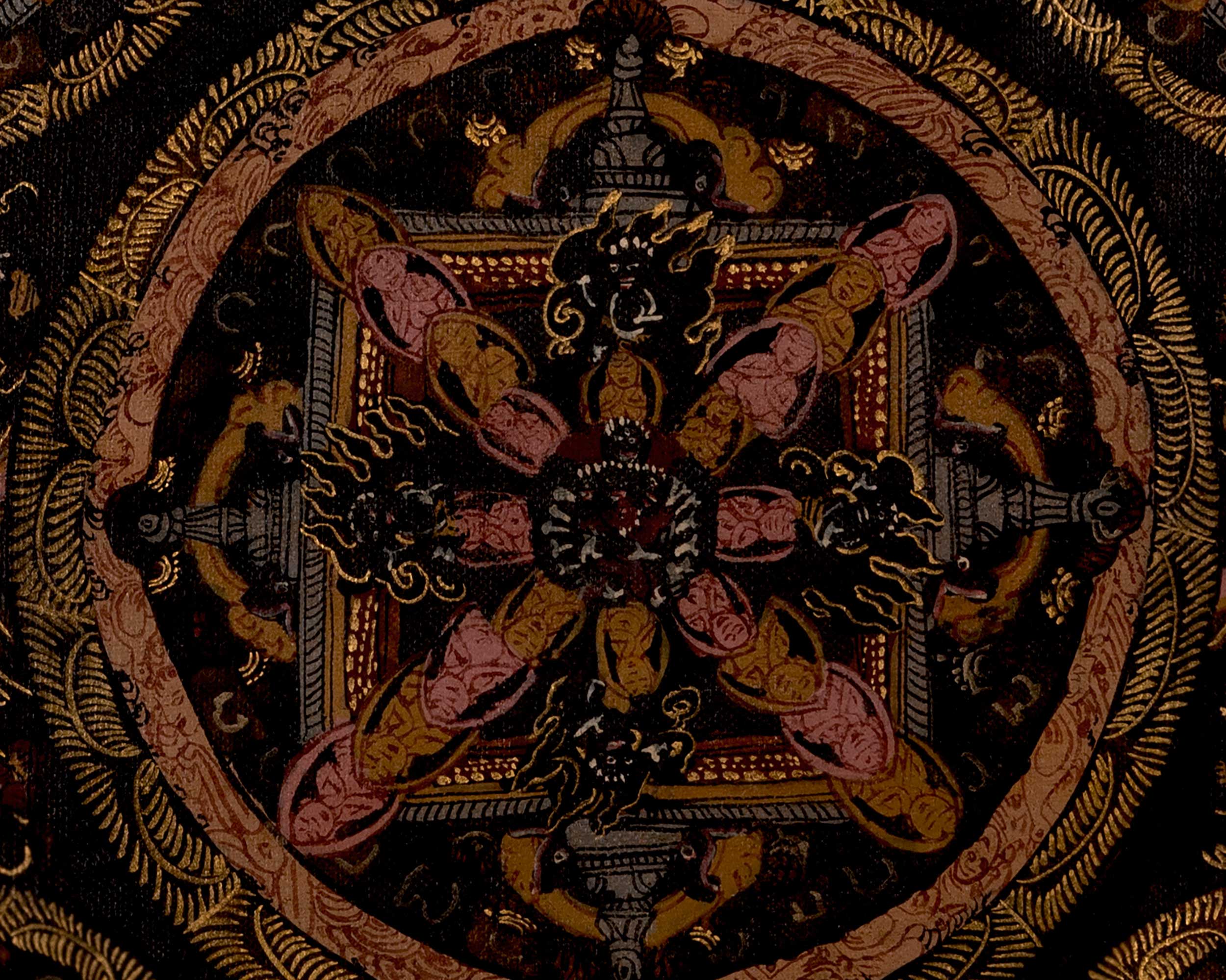Vintage Heruka Mahakala Mandala | Religious Thangka Art | Wall Decors