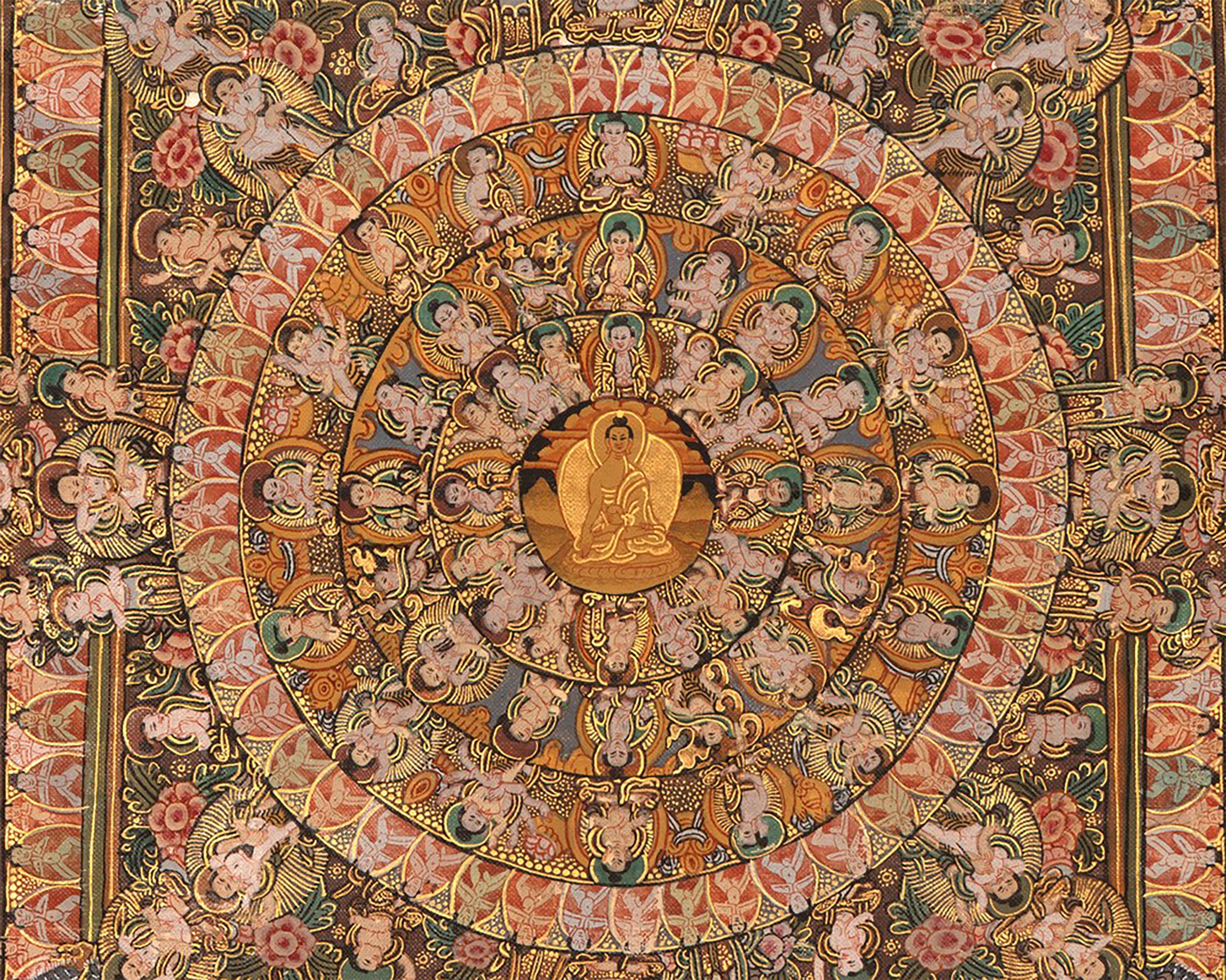 Vintage Buddhist Mandala | Hand Painted Tibetan Wall Decor