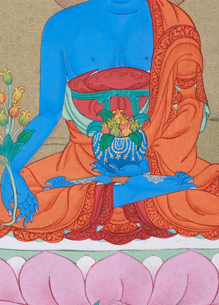 Bhaisajyaguru’s Blessing | Medicine Buddha Thangka for Meditation & Balance