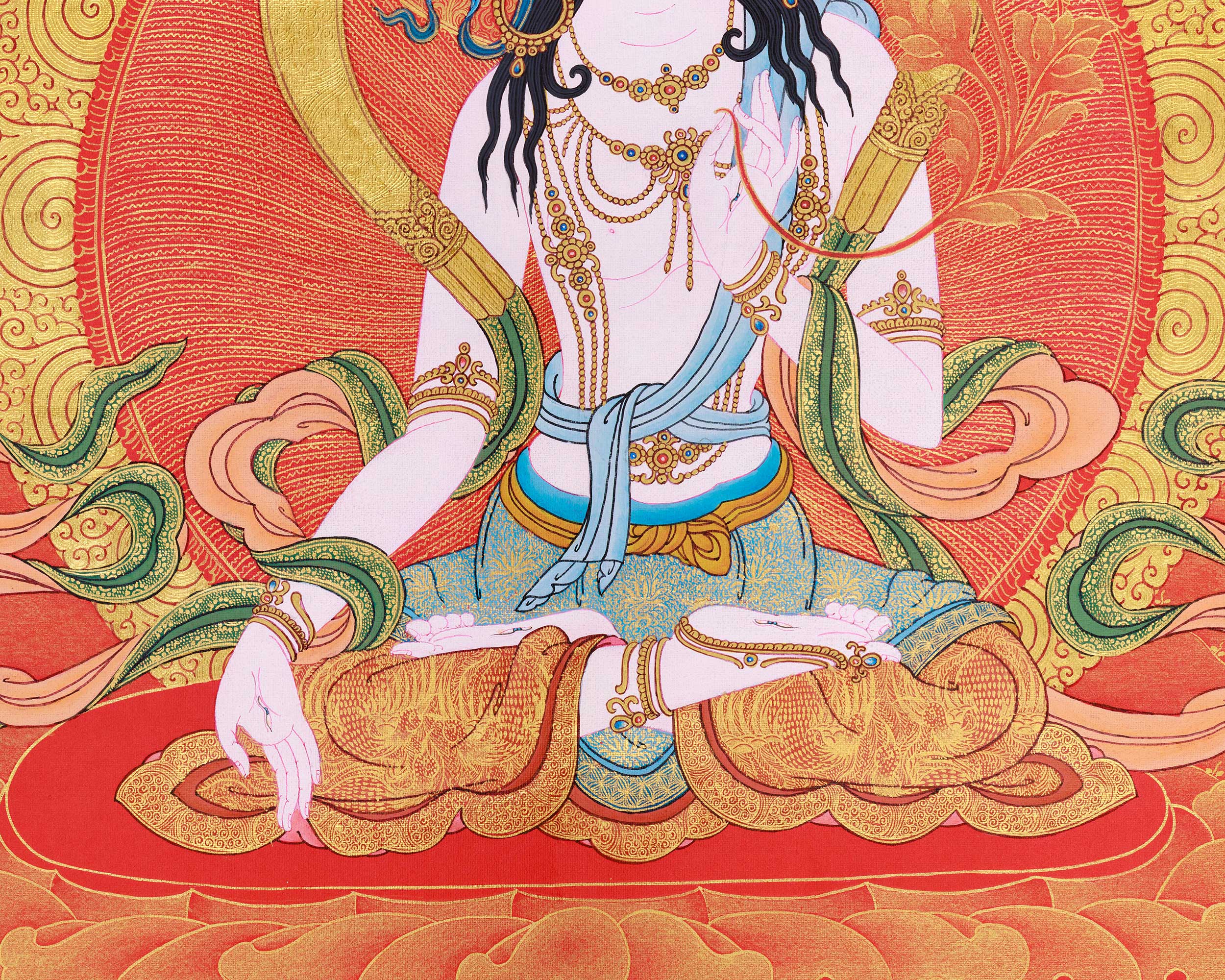 Gold Painted White Tara Thangka