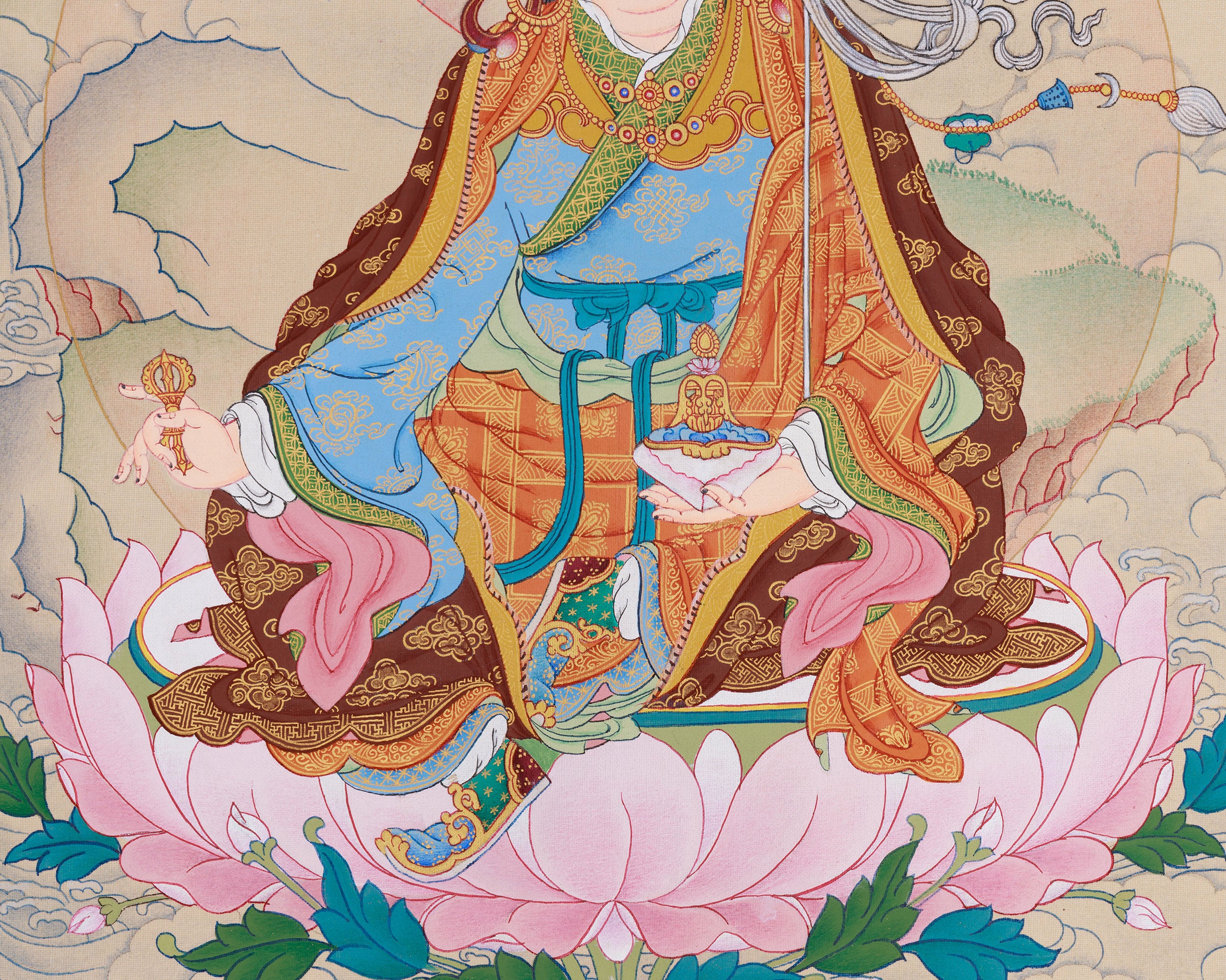 Hand-Painted Spiritual Leader, Guru Padmasambhava | The Lotus Guru of Protection