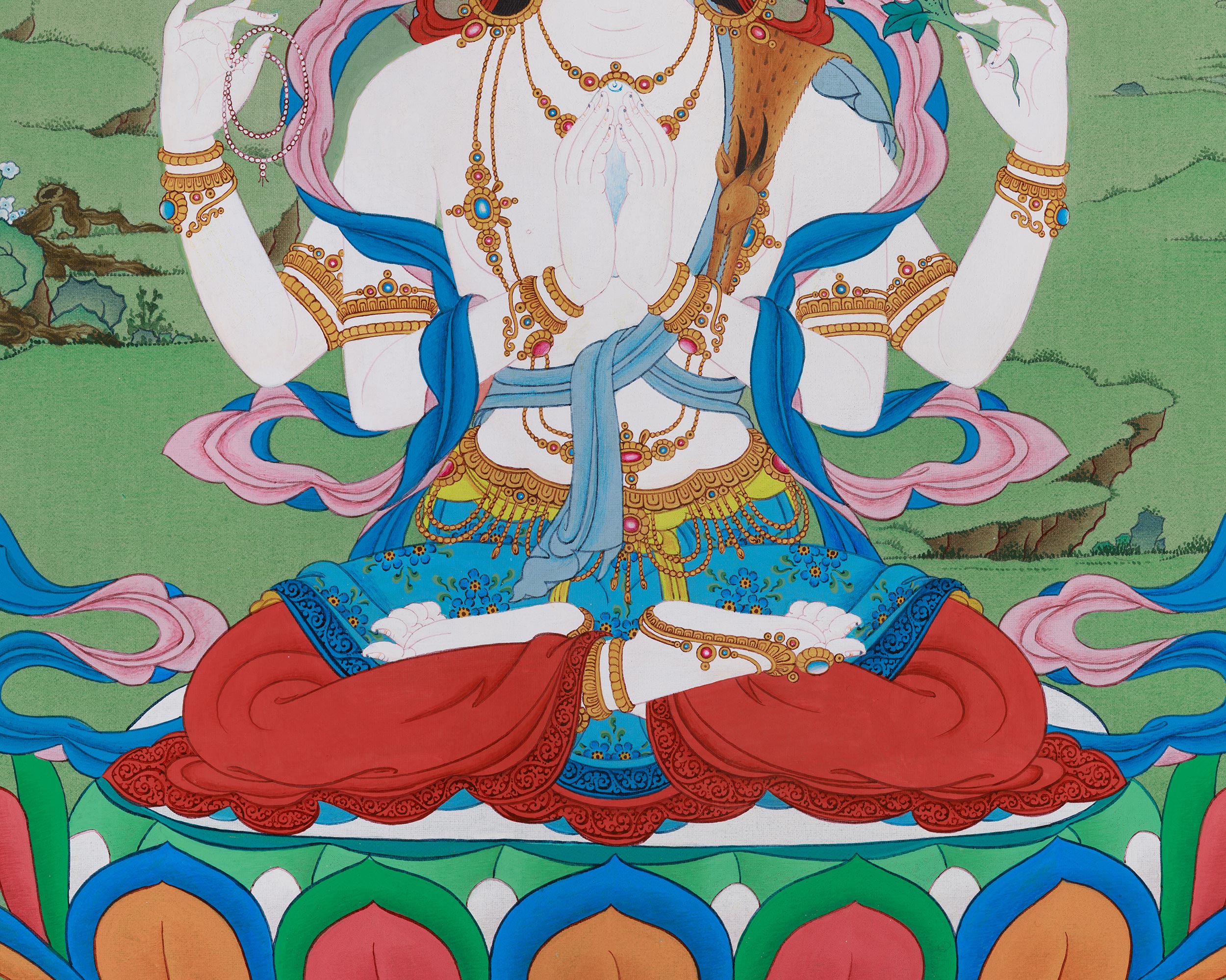 Chenrezig, The Compassionate Buddha Thangka | Avalokiteshvara Artwork