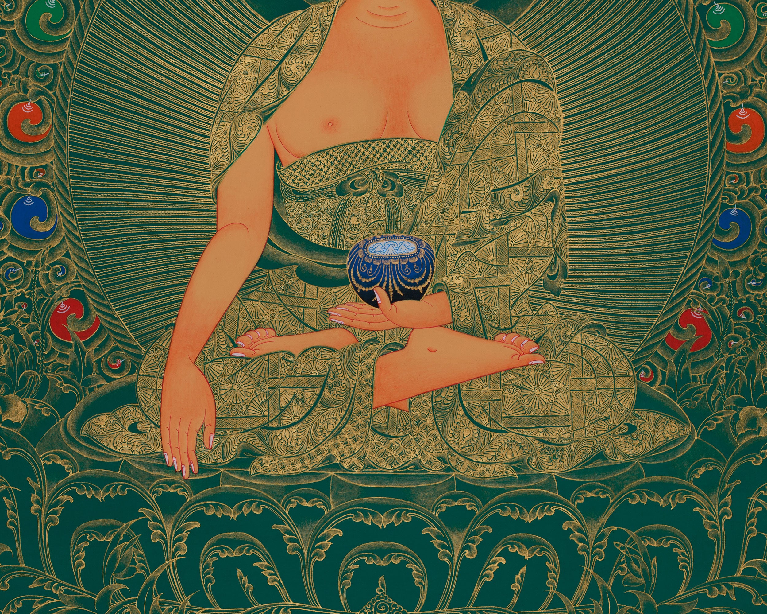 Traditional Shakyamuni Buddha Artwork | Sacred Thangka of Peace and Enlightenment