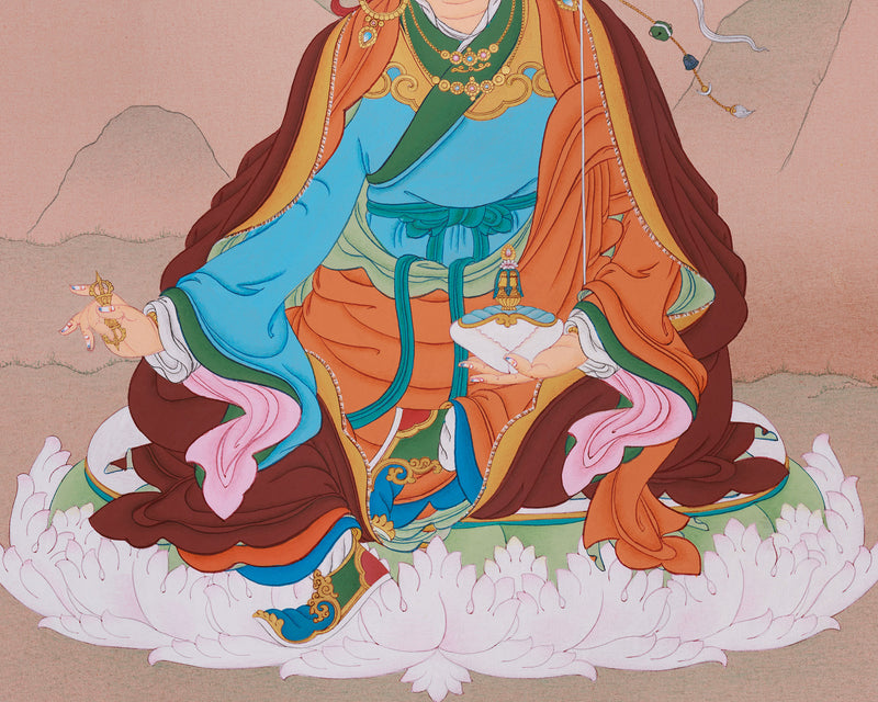 Tibetan Lotus Master Thangka - Sacred Guru Rinpoche Painting for Meditation