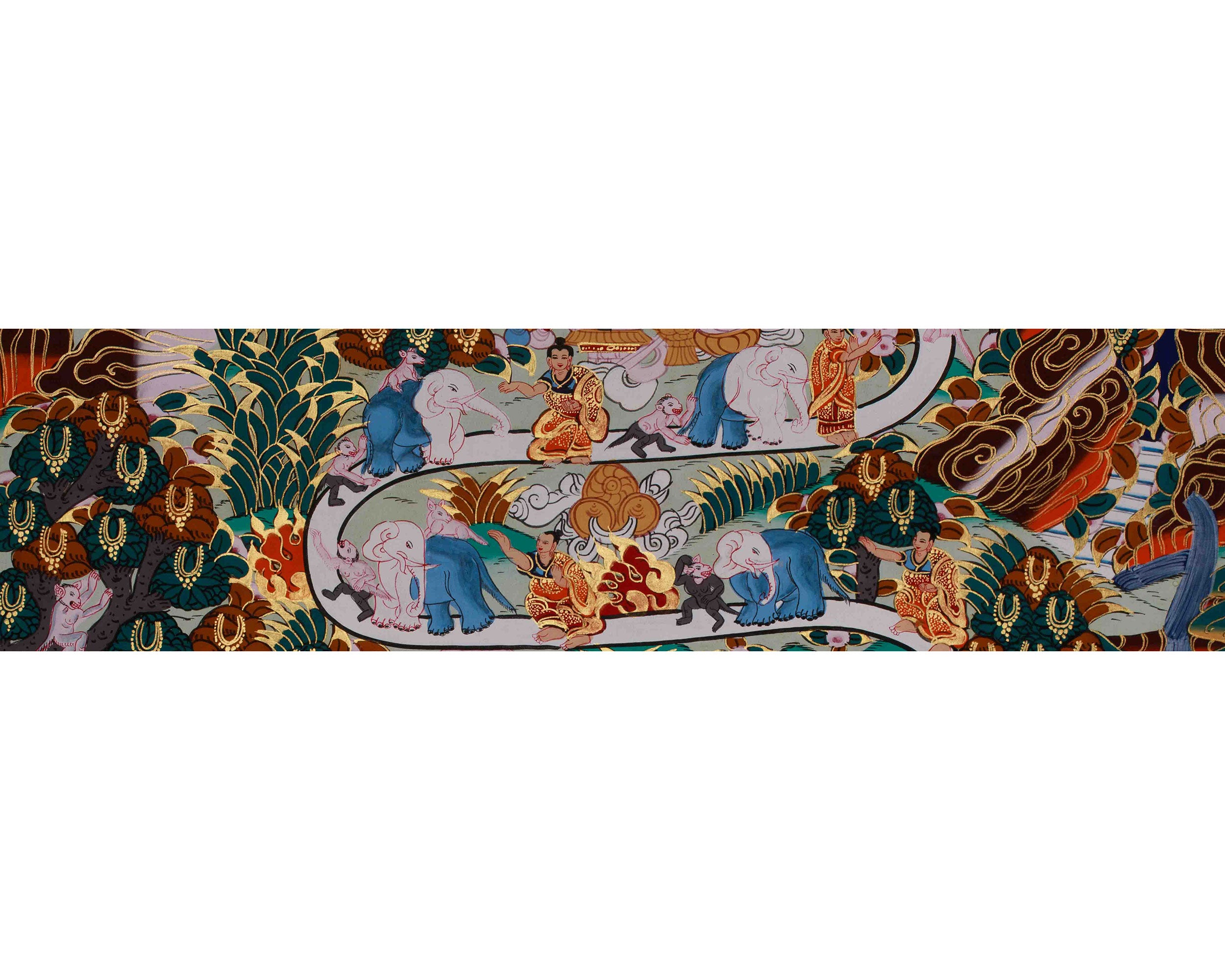 Traditional Samatha Meditation Thangka | Hand Painted Buddhist Mindfulness Art