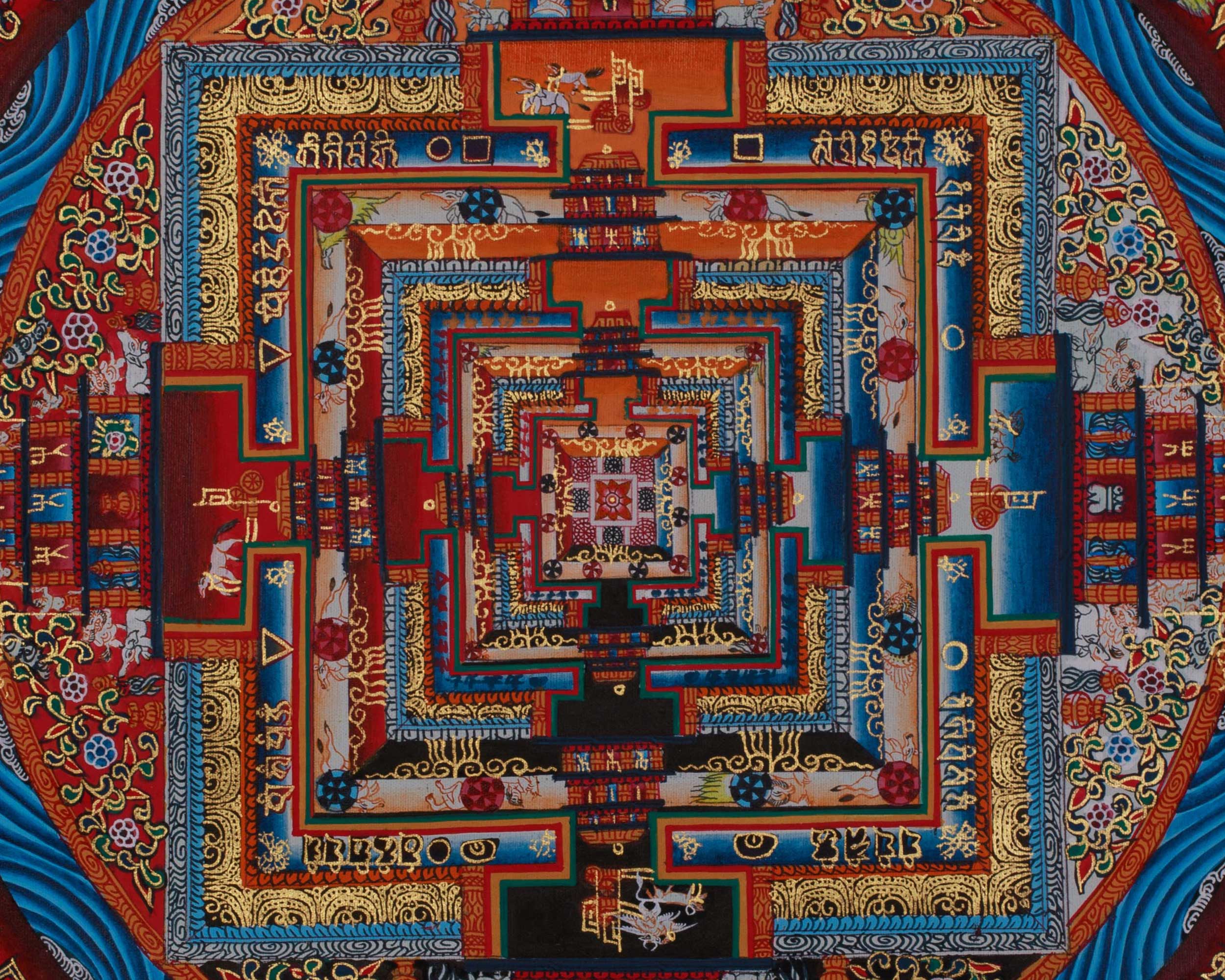 16 Inch Kalachakra Mandala | Wheel of Time | Tibetan Art for Balance and Healing