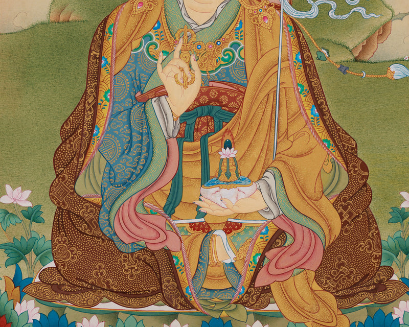 Enlightened Guru Tsokye Dorje Thangka | Peaceful Padmasambhava