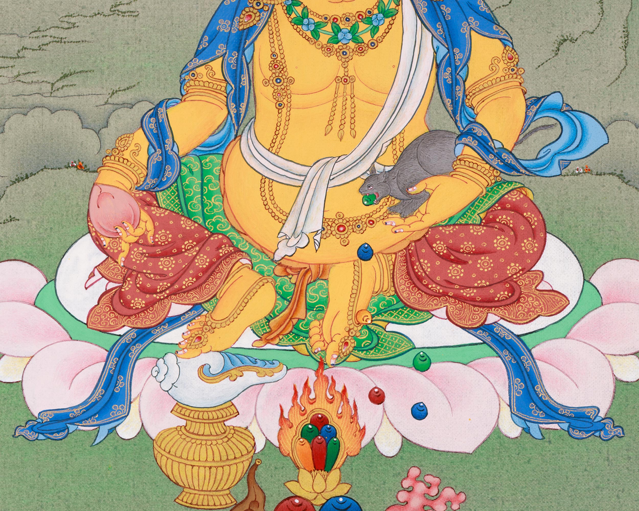 Small Dzambhala Thangka | Hand-Painted in Karma Gadri Style