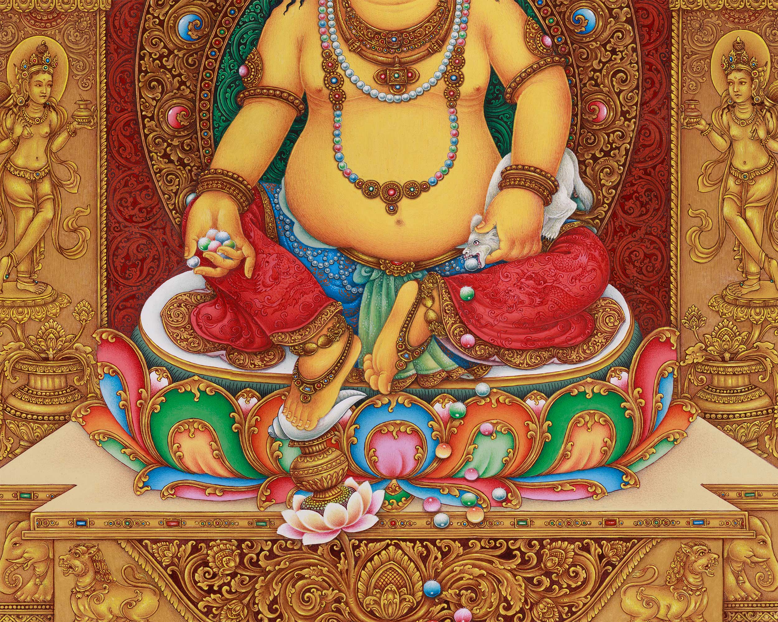 Dzambhala, Deity of Prosperity and Fortune | Radiant Paubha Art for Abundance