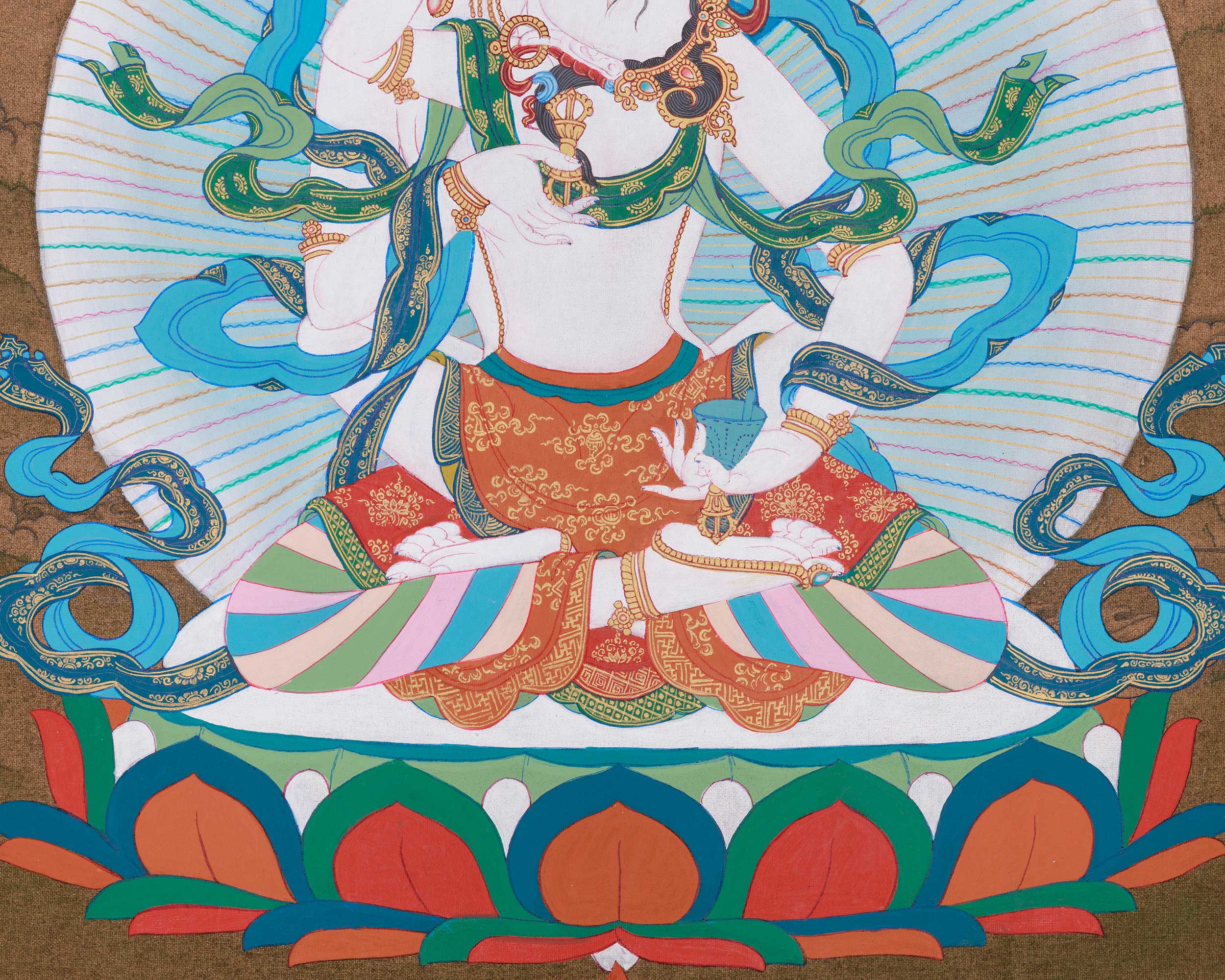 Traditional Thangka of Vajrasattva with His Consort | Symbol of Purification