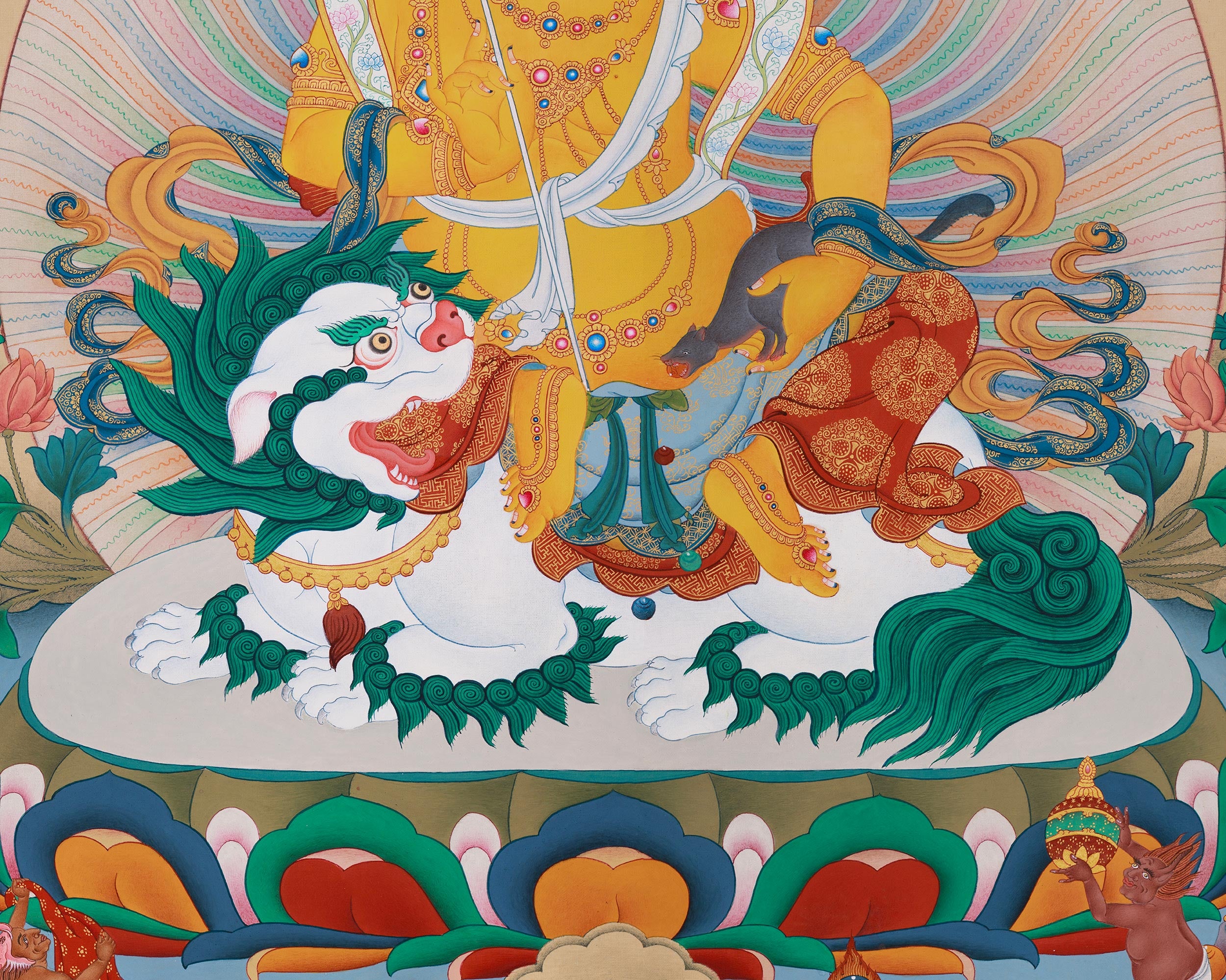 Namtoshe with 5 Dzambhala Thangka | The Wealth Deity and His Divine Companions