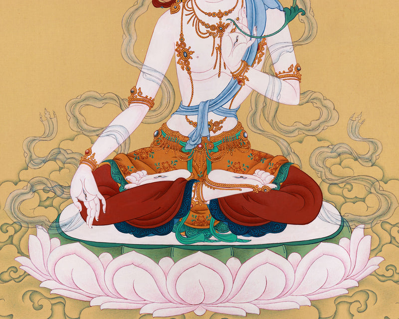 Maa White Tara Thangka | Beacon of Healing and Serenity