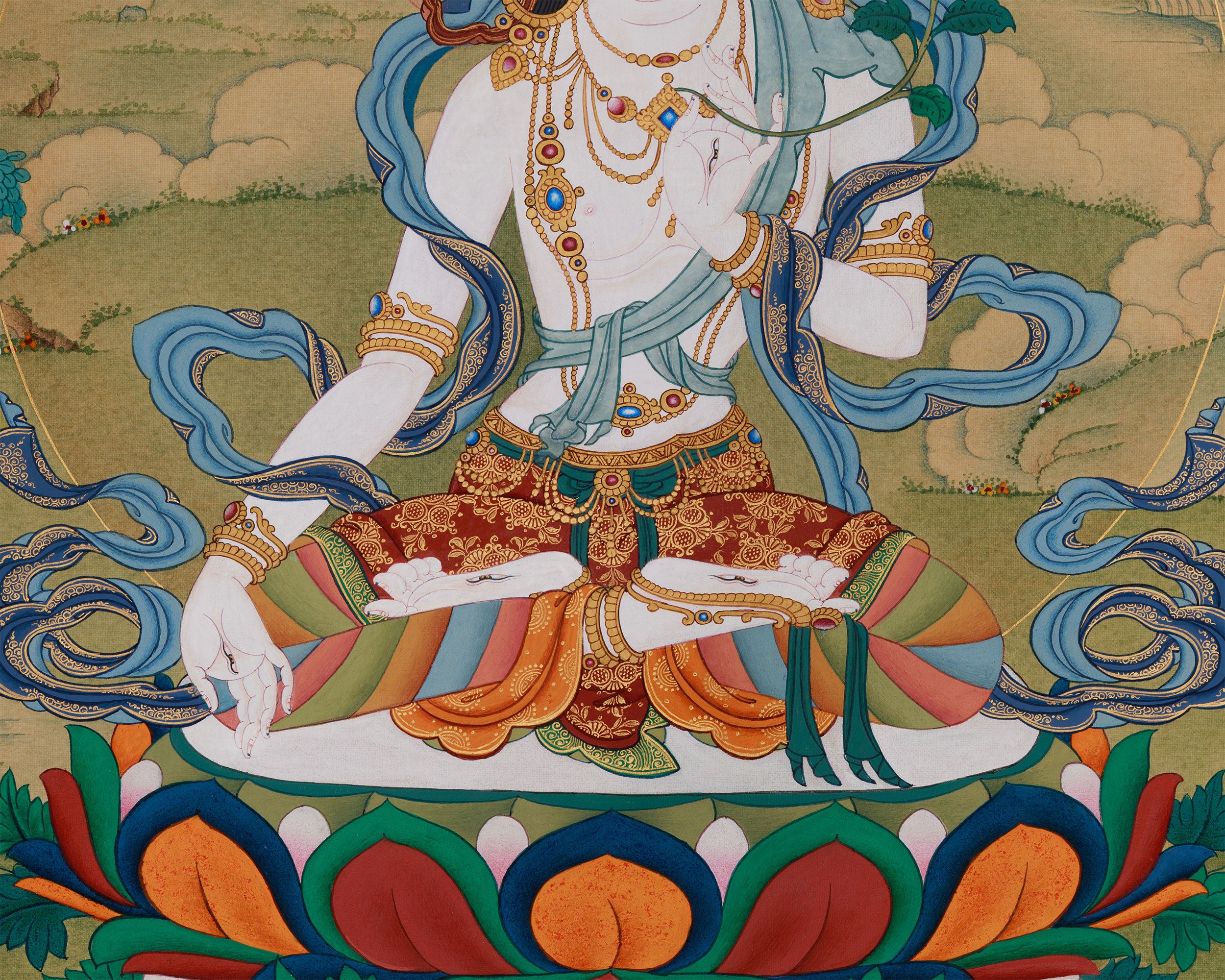 Seven Eyes Goddess, White Tara Thangka | Karma Gardi's Masterpiece
