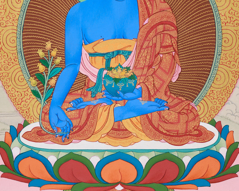 8 Medicine Buddha Thangka | Sacred Assembly of Healing Deities