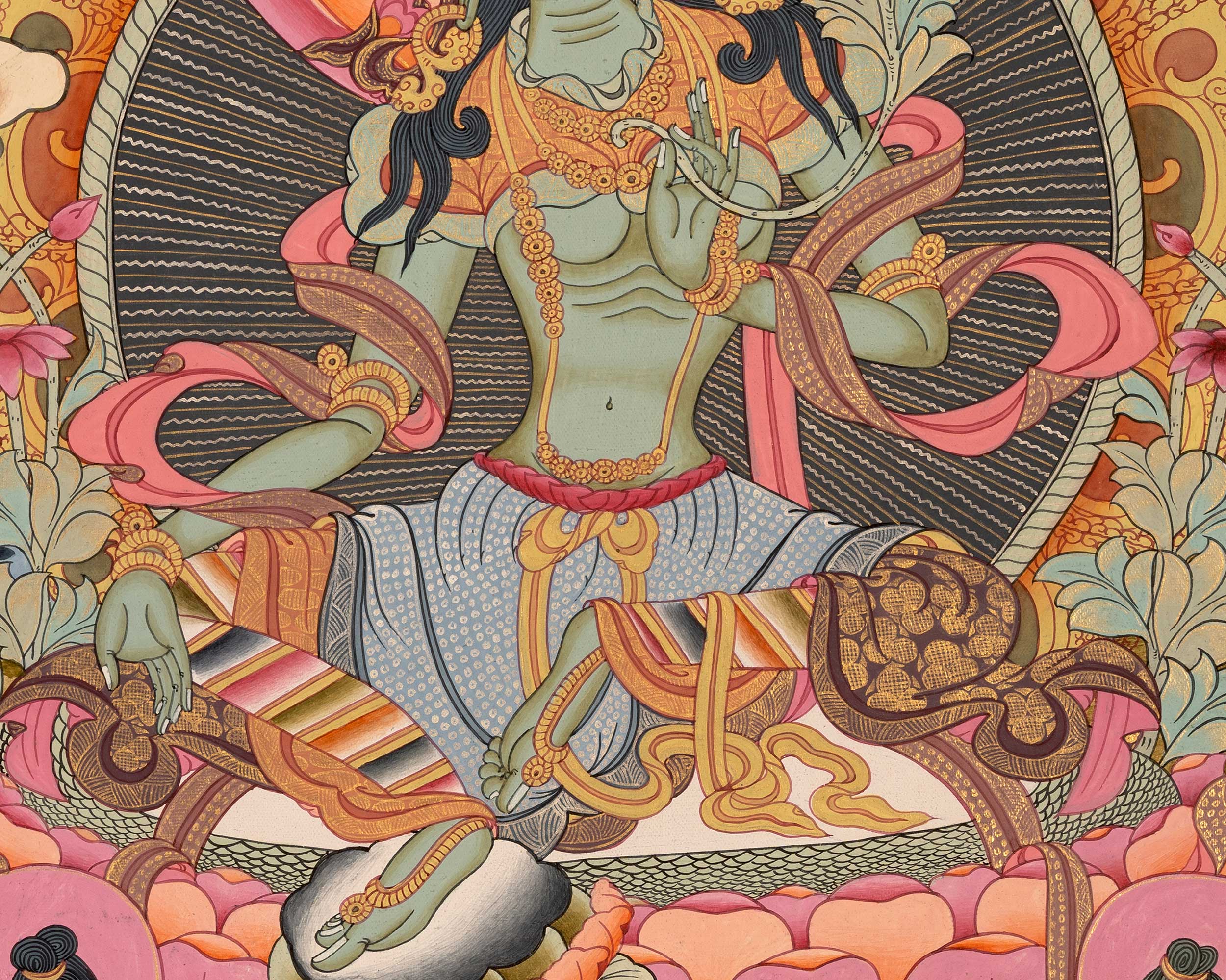 Green Tara Thangka Painting | Buddhist Gifts | Wall Decors