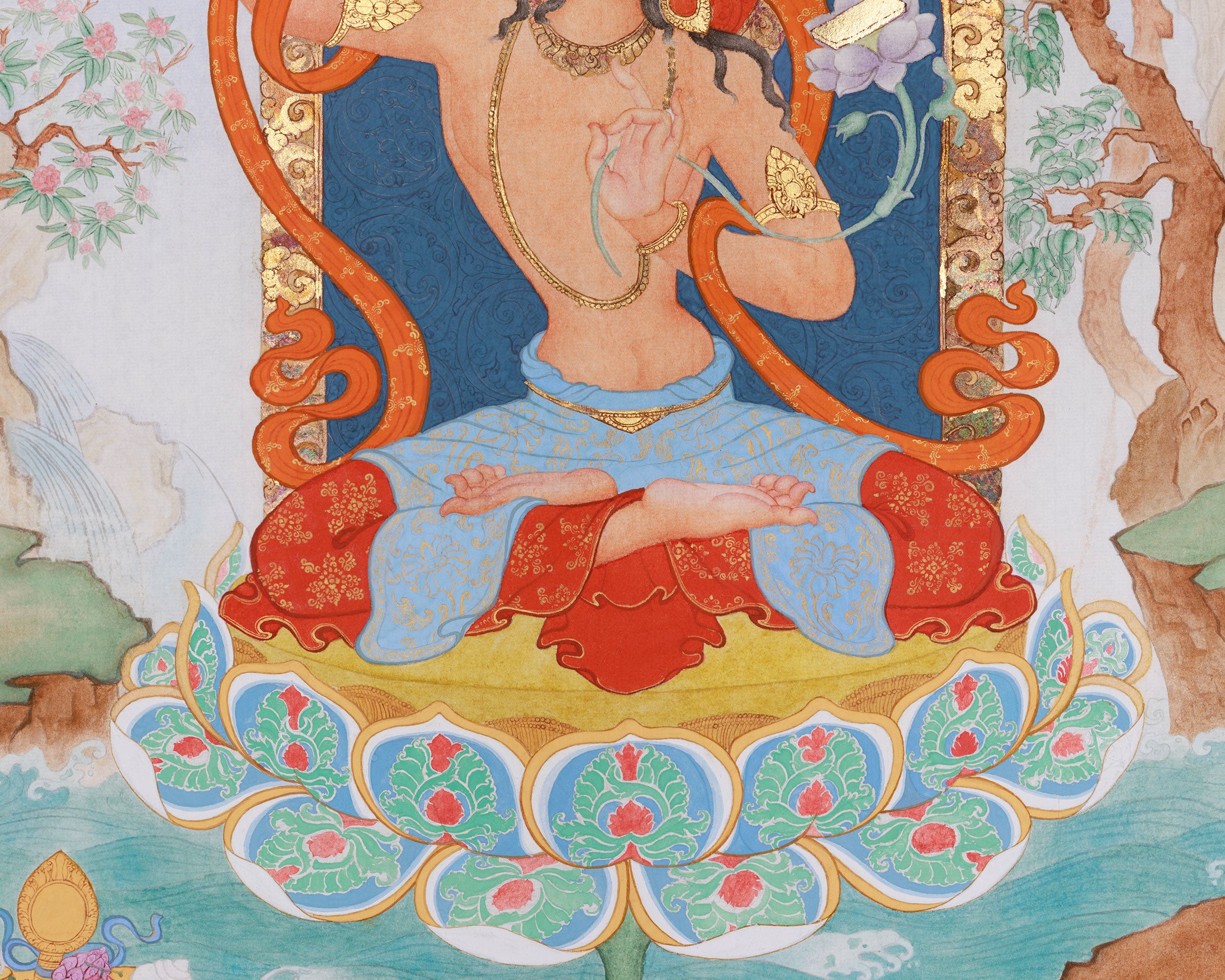 Rare & Unique Artwork of Manjushri | Contemporary Fusion of Paubha & Chinese Artistry