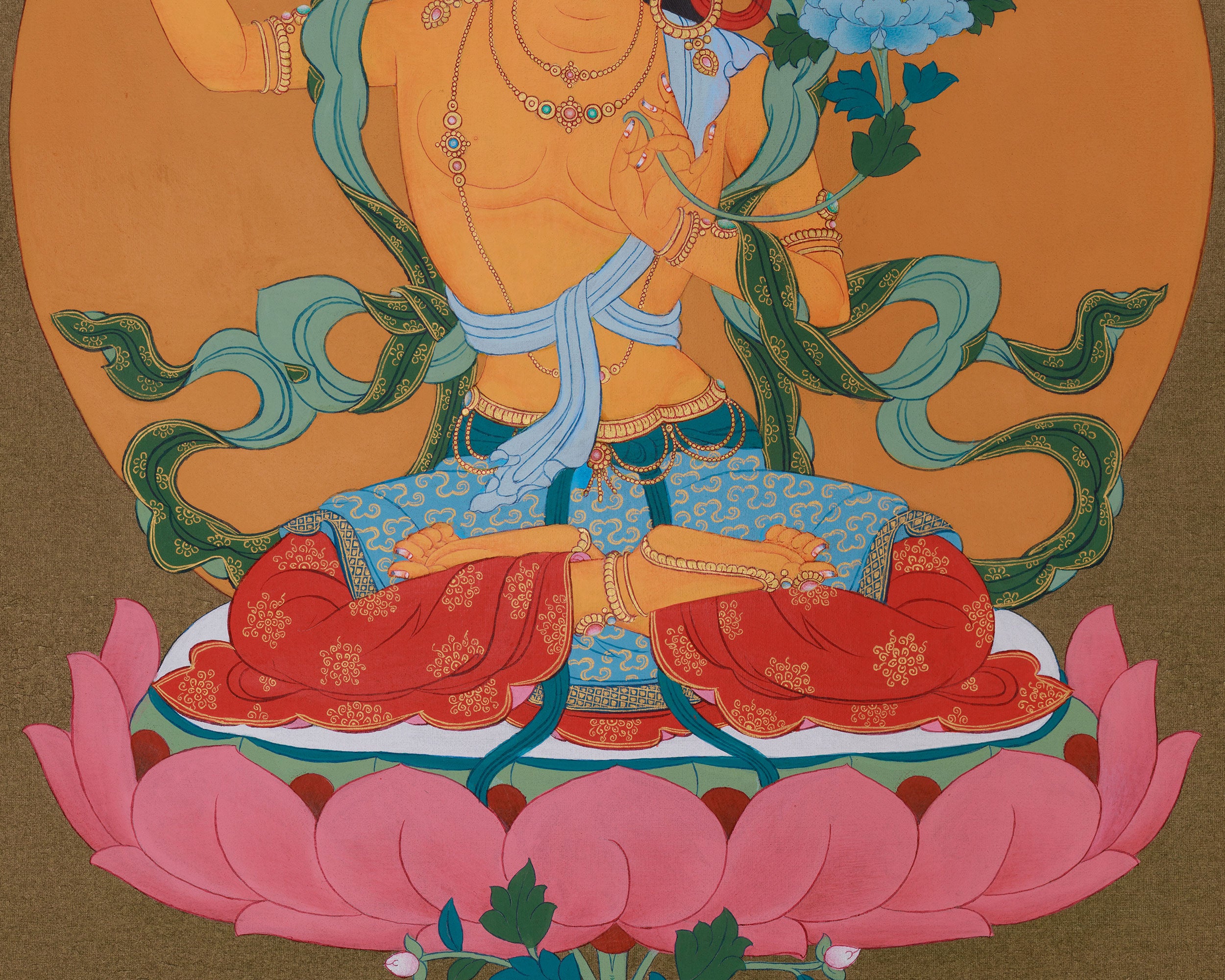Manjushri, Buddha of Knowledge | 24K Gold, Acrylic on Cotton Canvas | BROCADE