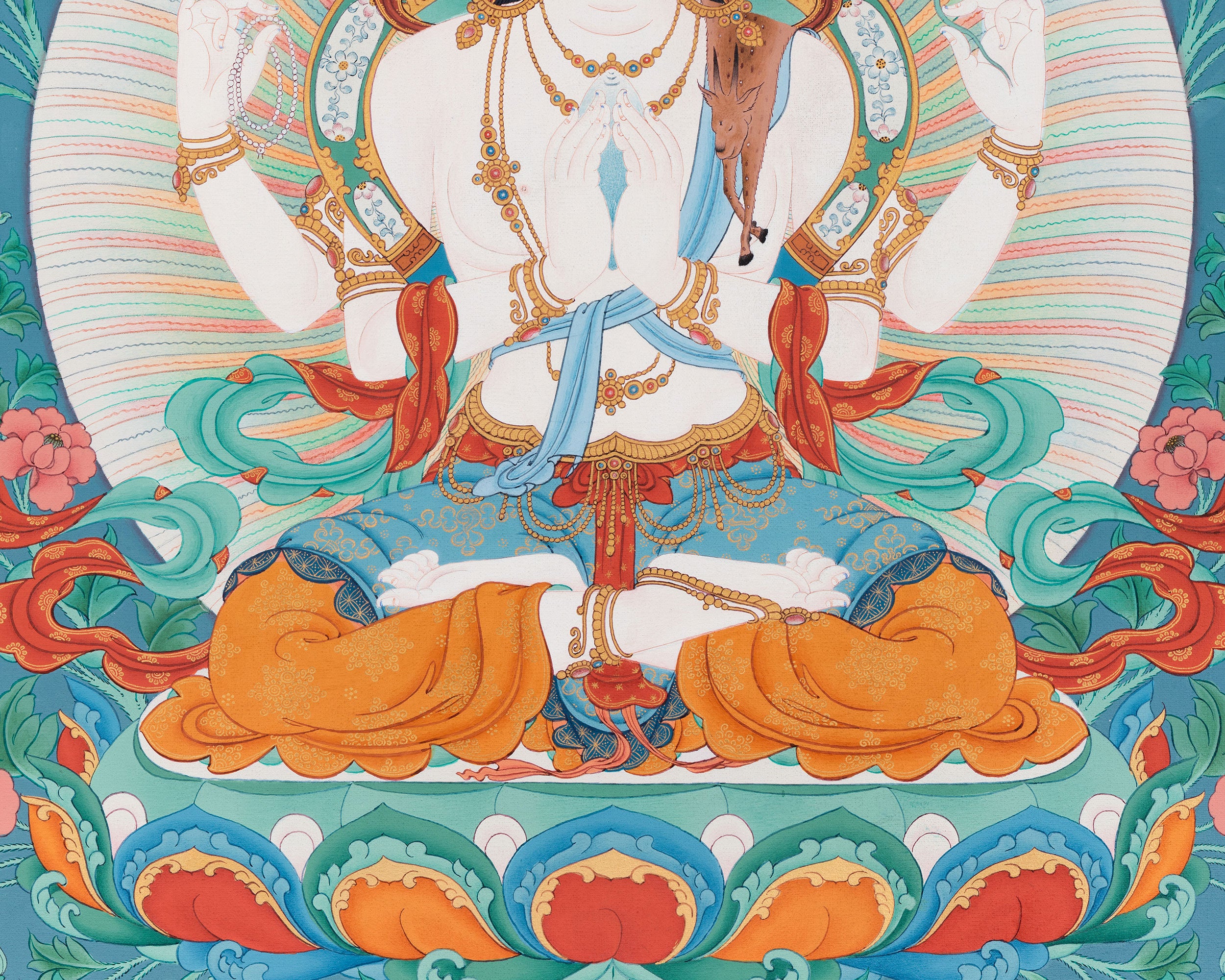 4-Armed Avalokiteshvara Print | Guardian of Compassion | Bodhisattva Artwork