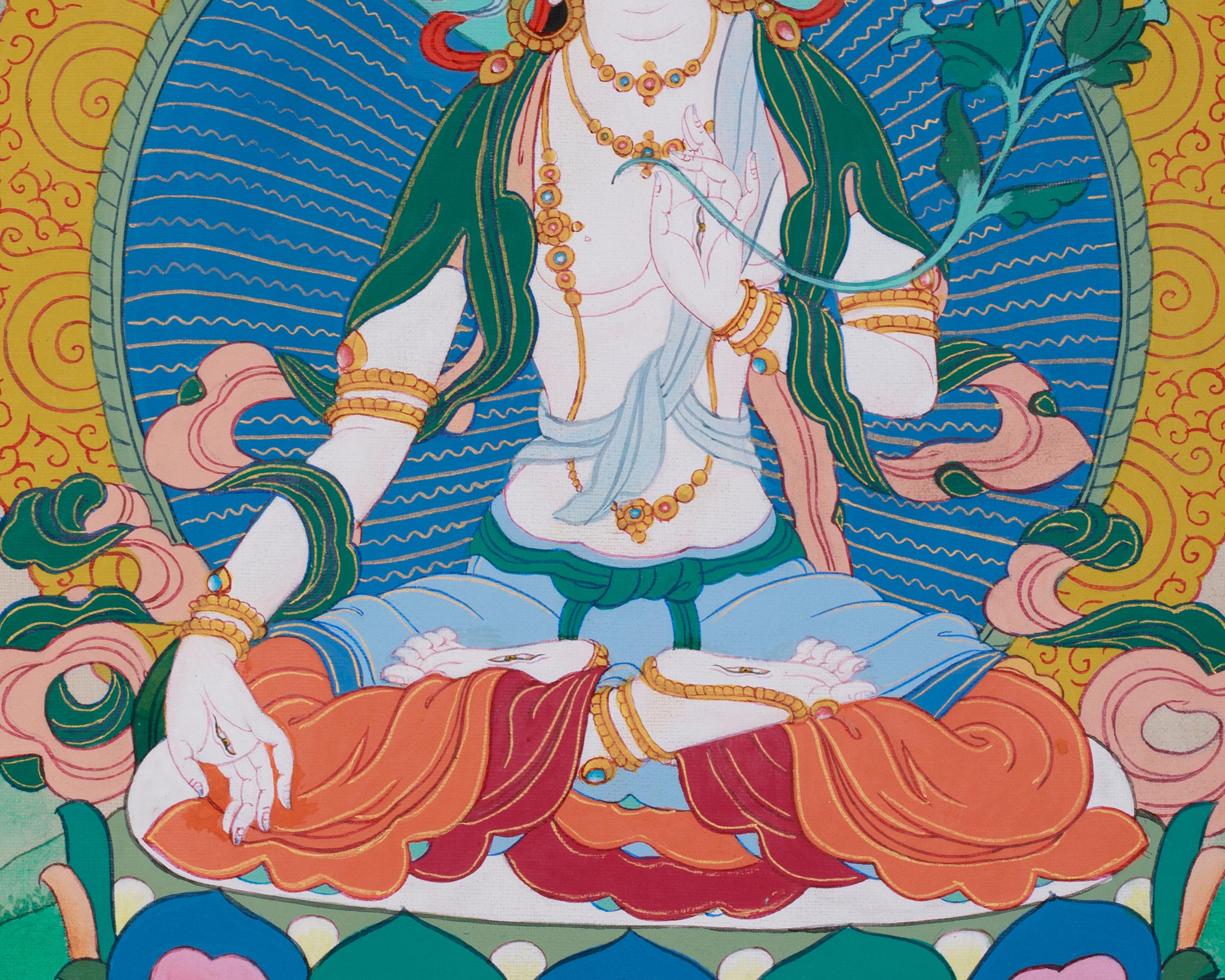 White Tara, Goddess of Longevity Painting | Tibetan Female Bodhisattva
