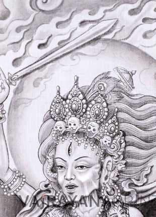Divine Protector: Palden Lhamo Thangka Print | Mahakala Thangka Artwork | Spiritual Guidance Print