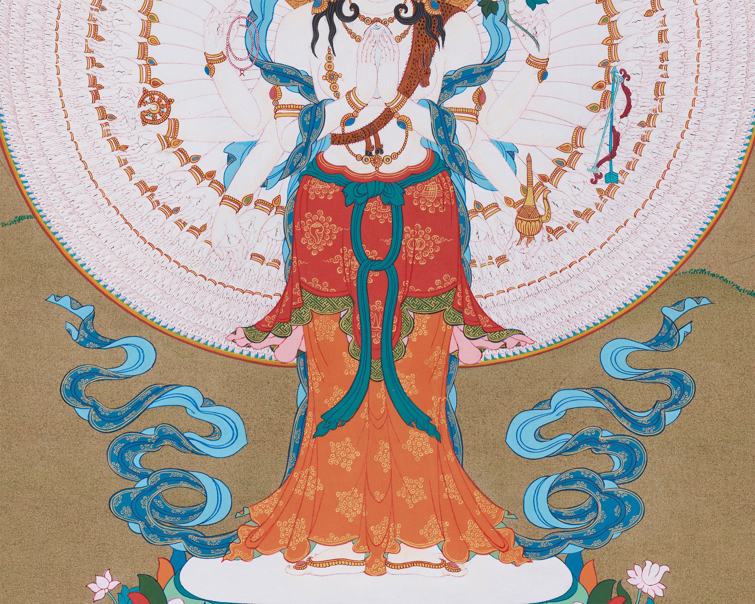 Thousand Arms Chenrezig Thangka | Divine Manifestation of Infinite Compassion