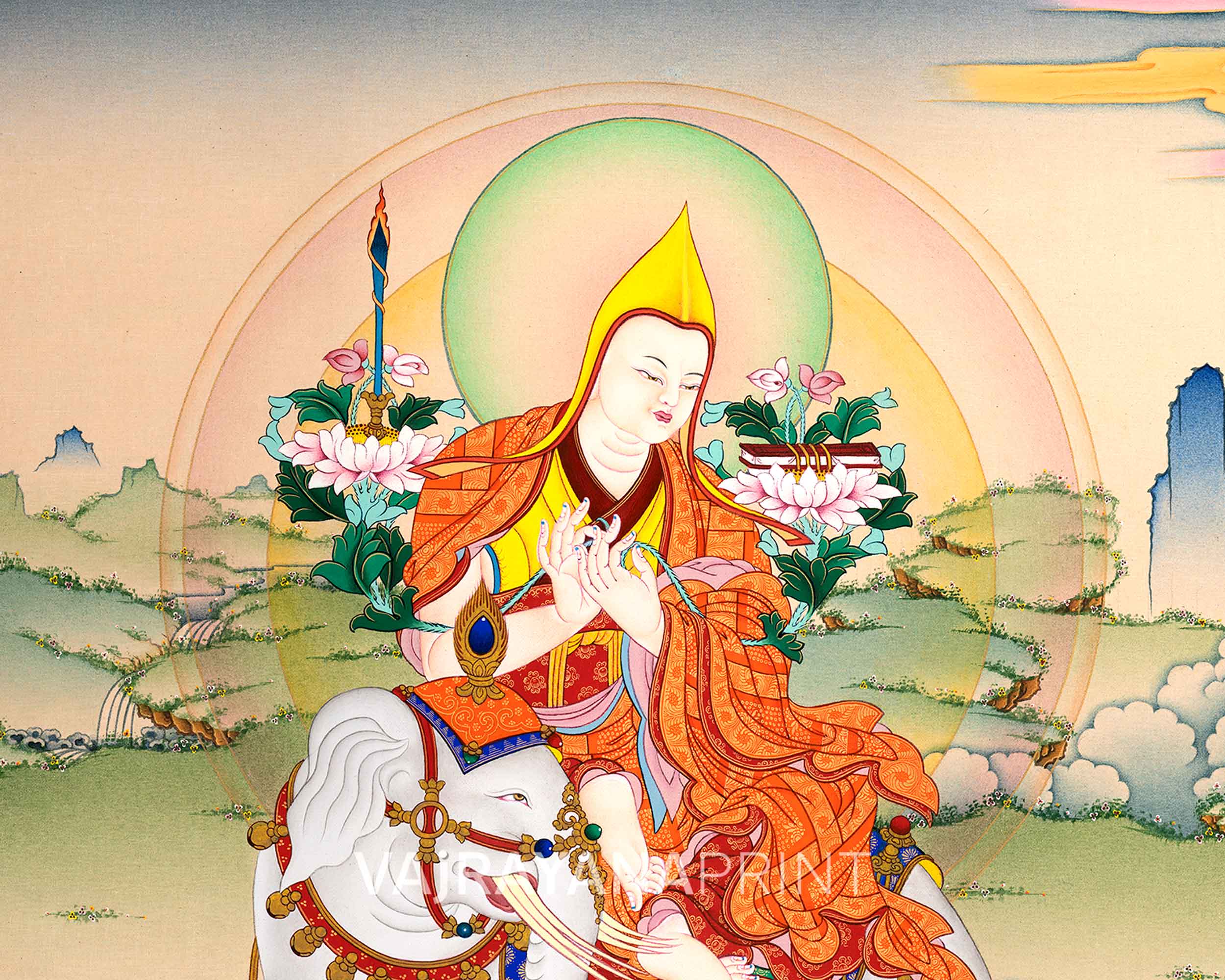 Tsongkhapa Inspired Thangka Print | High Quality Giclee Print | Wall Decoration