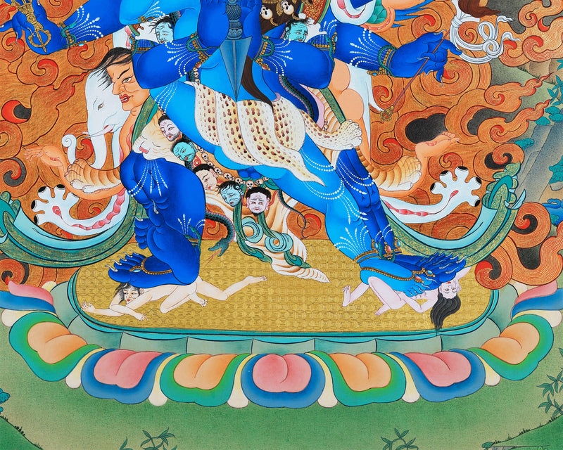 Vajrakilaya Thangka, Tibetan Thangka Painting, High Quality Giclee Canvas Print, Digital Print