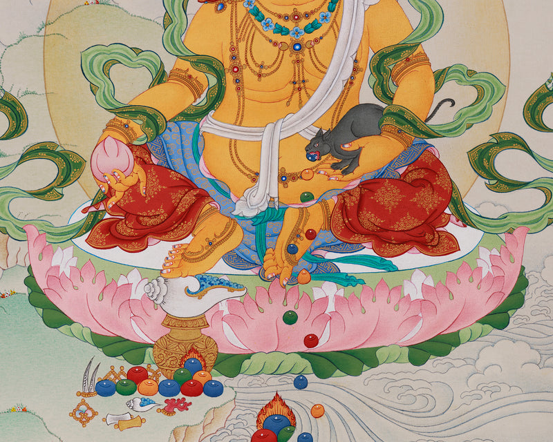 Tibetan Wealth Deity Thangka | Hand-Painted Art for Prosperity and Abundance