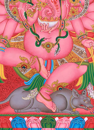 Majestic Lord Ganesha Paubha Artwork | Traditional Nepalese Art
